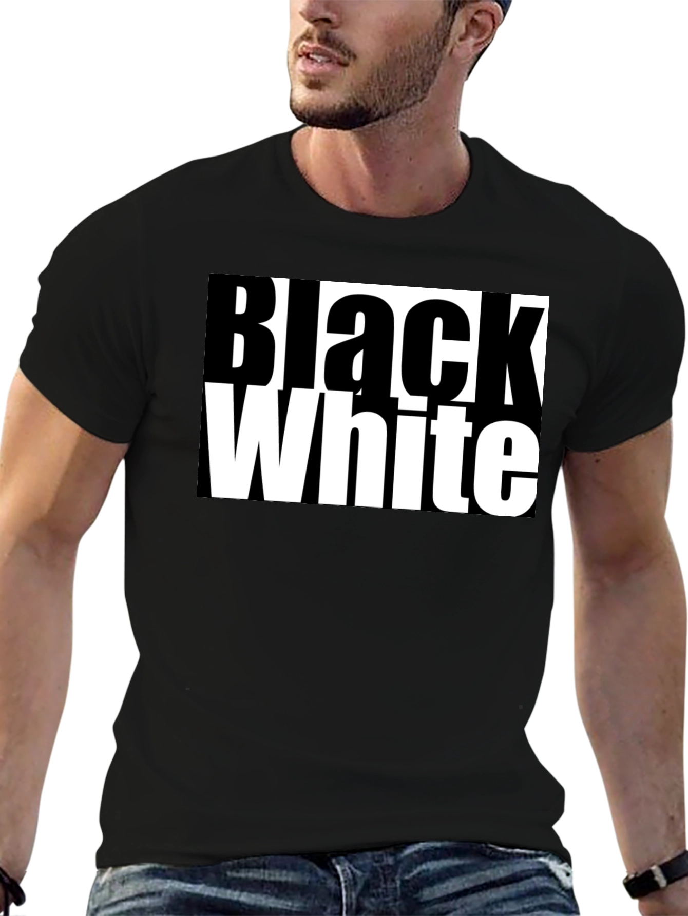 Black and White Graphic Tee - Bold Contrast Style