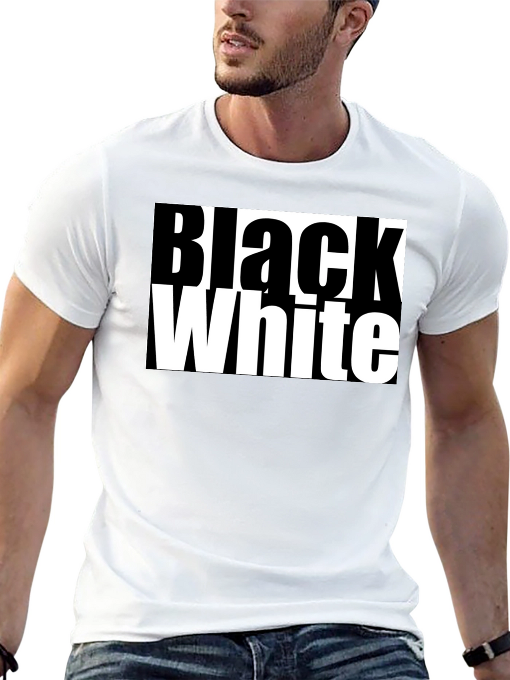 Black and White Graphic Tee - Bold Contrast Style