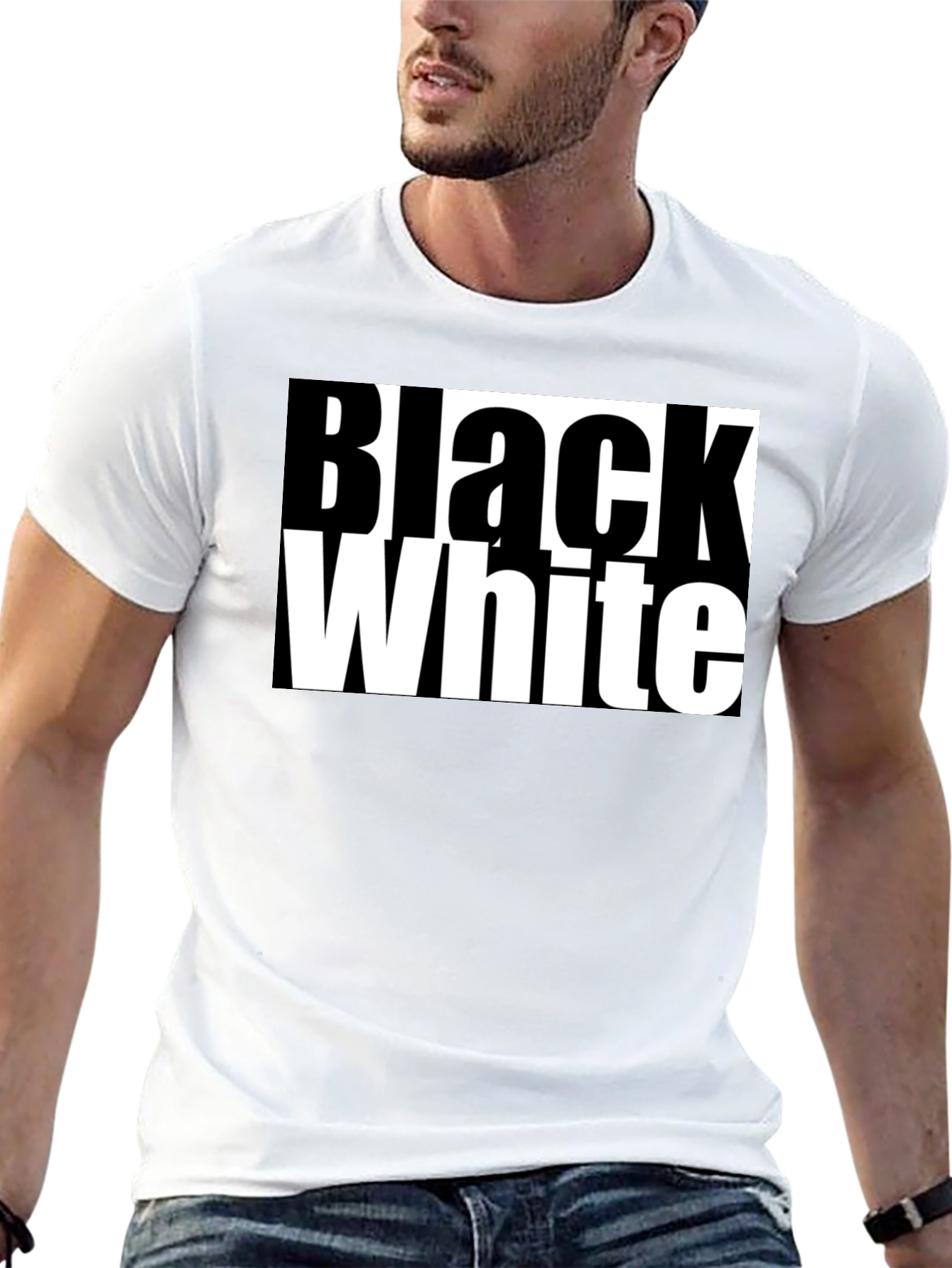 Black and White Graphic Tee - Bold Contrast Style