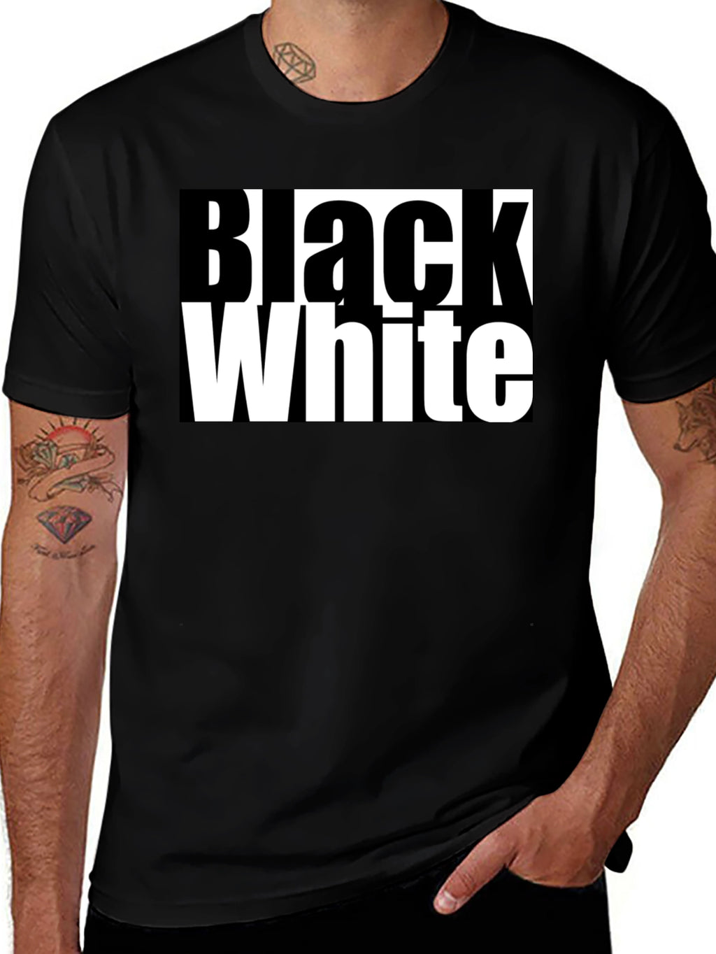Black and White Graphic Tee - Bold Contrast Style