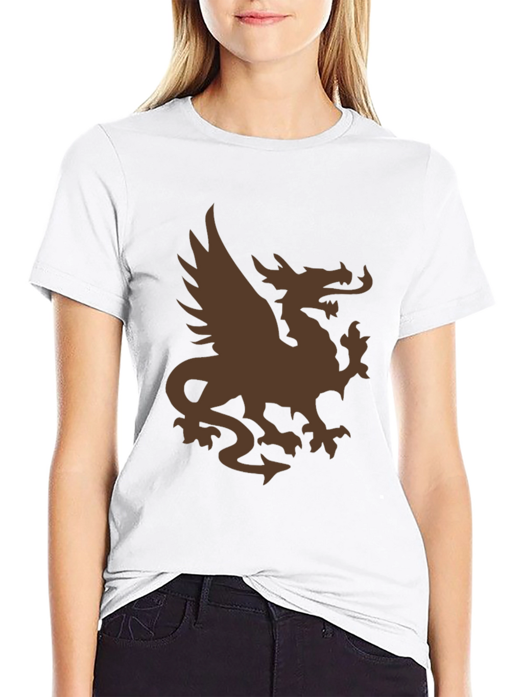 Mens Black T-Shirt with Brown Dragon Graphic