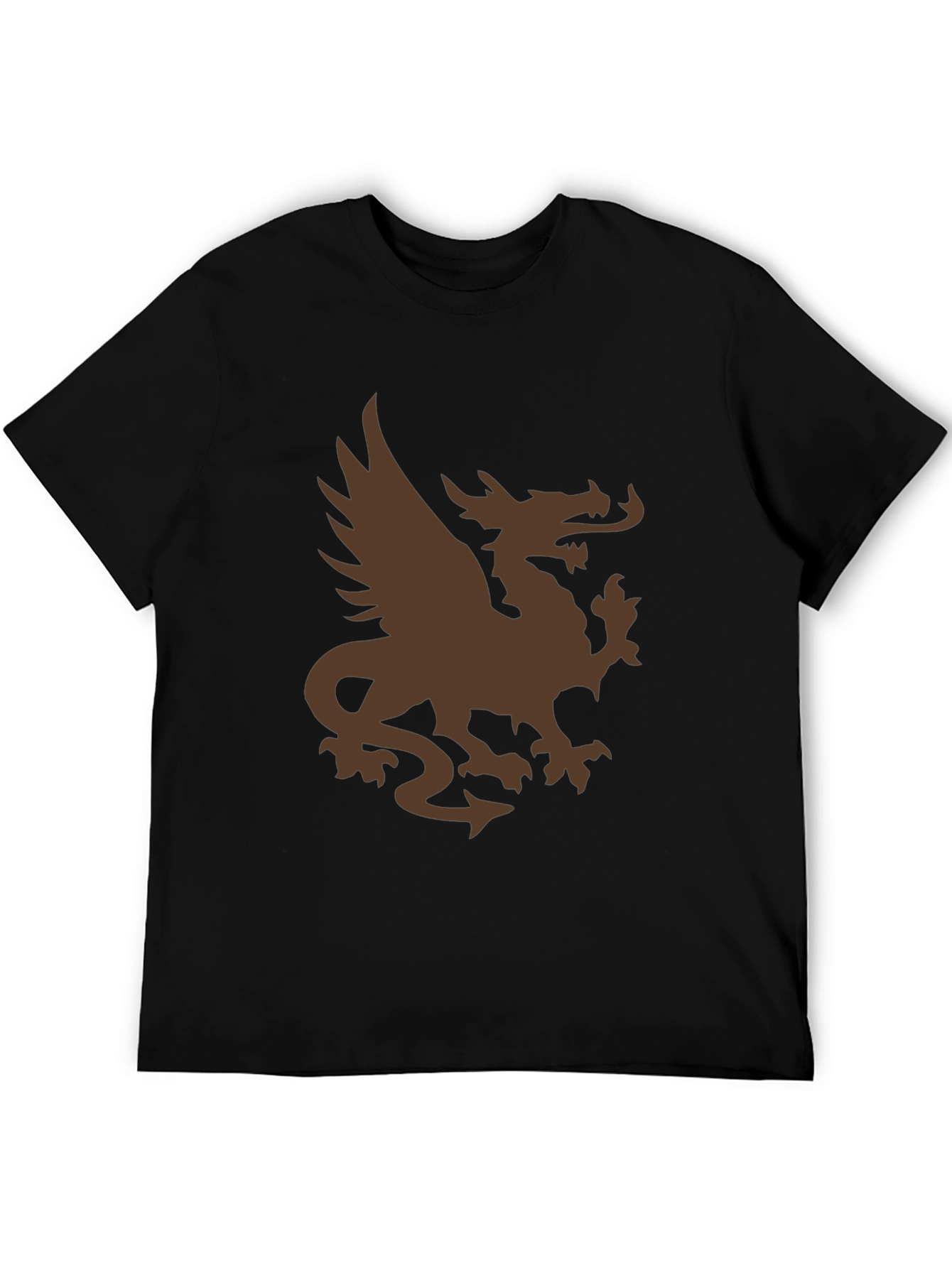 Mens Black T-Shirt with Brown Dragon Graphic