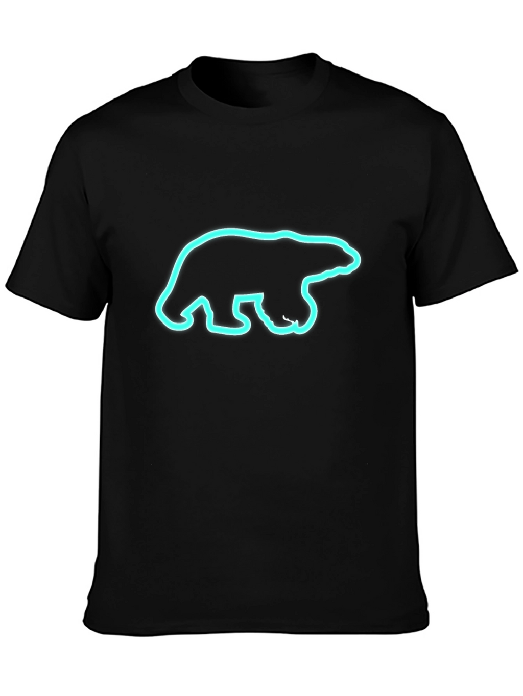 Black T-Shirt with Neon Polar Bear Graphic