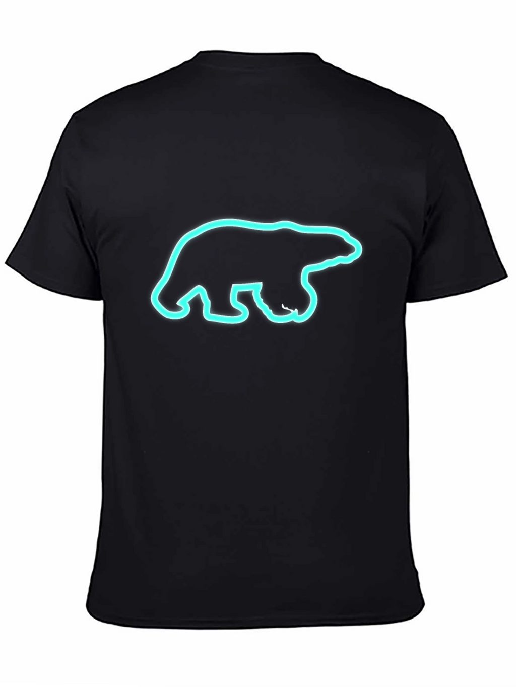 Black T-Shirt with Neon Polar Bear Graphic