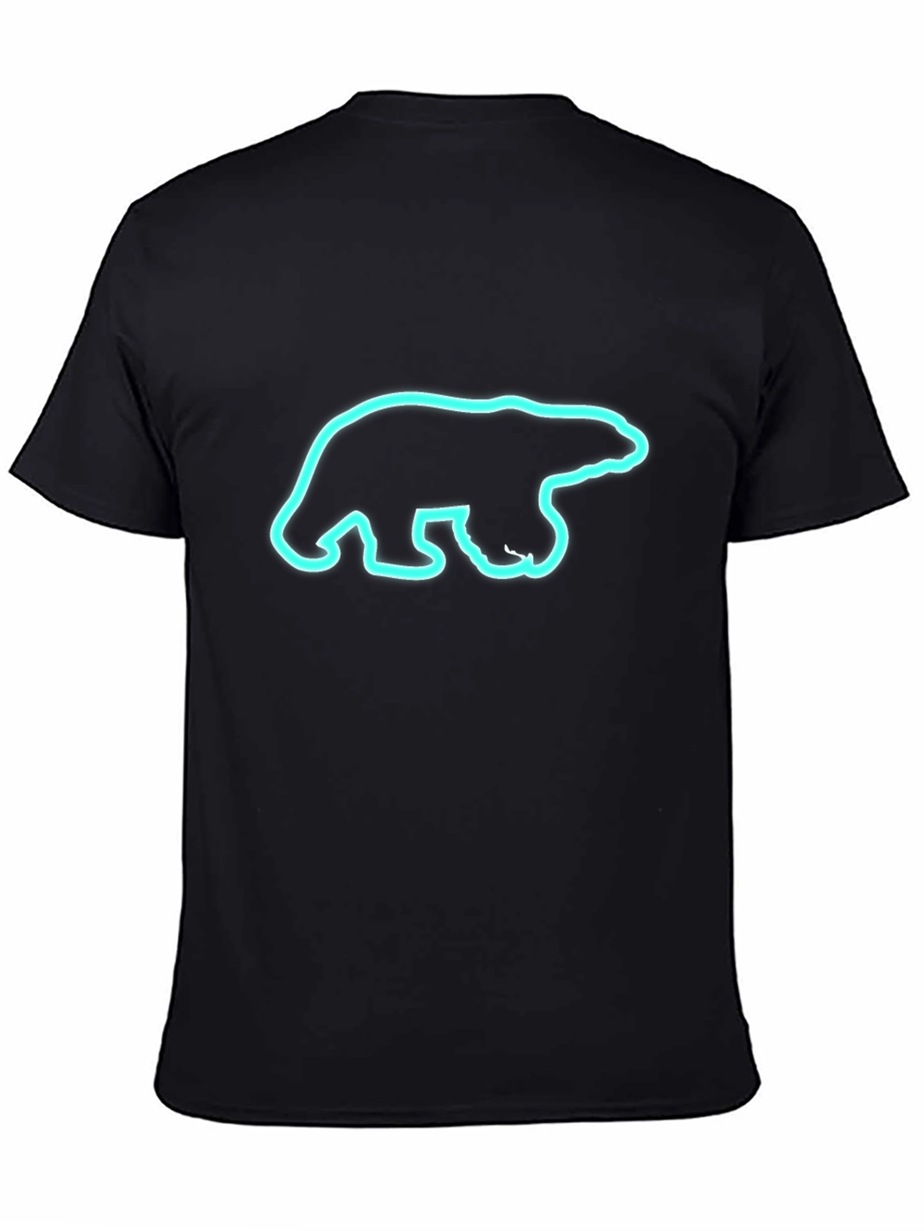 Black T-Shirt with Neon Polar Bear Graphic
