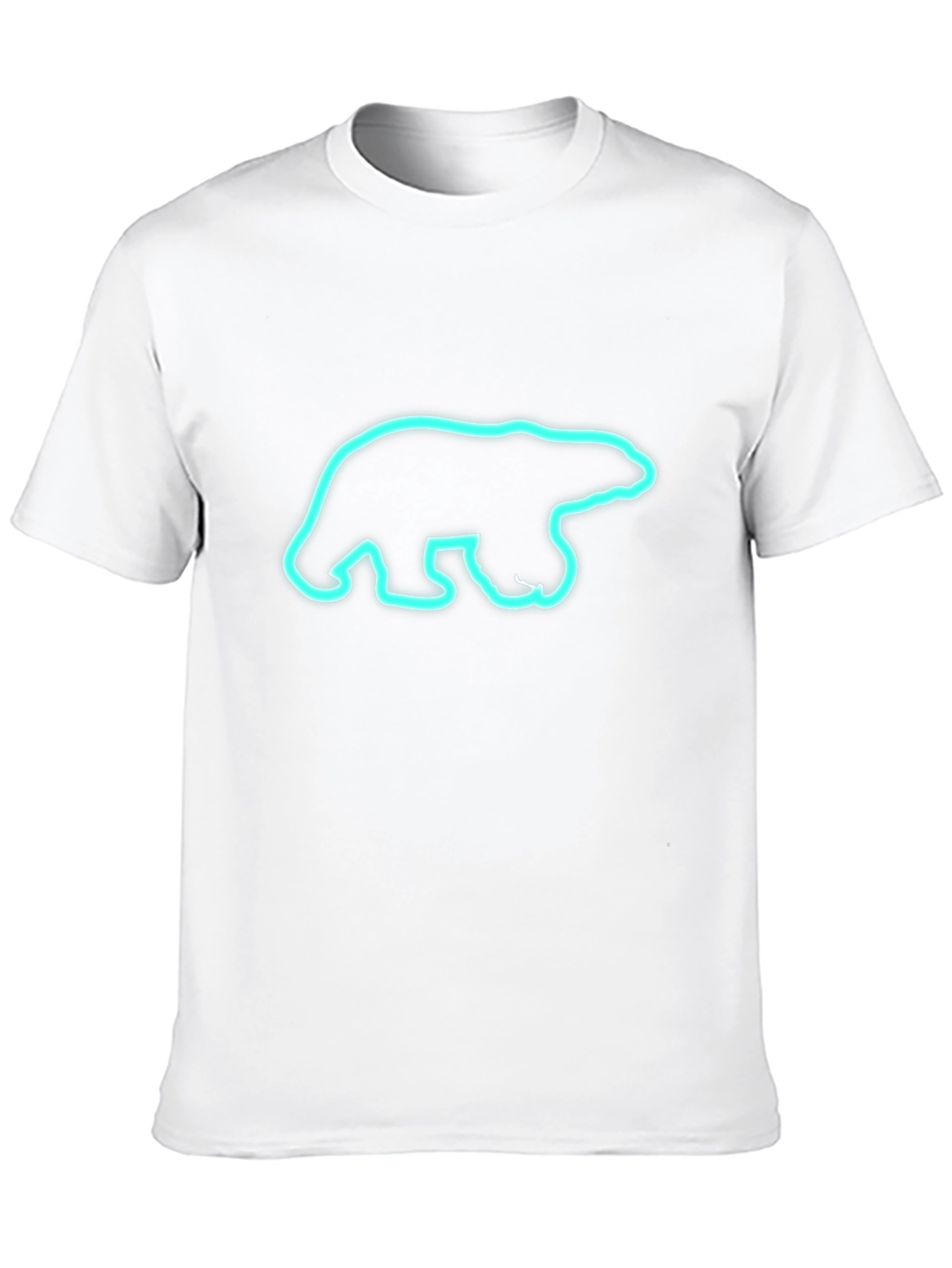 Black T-Shirt with Neon Polar Bear Graphic