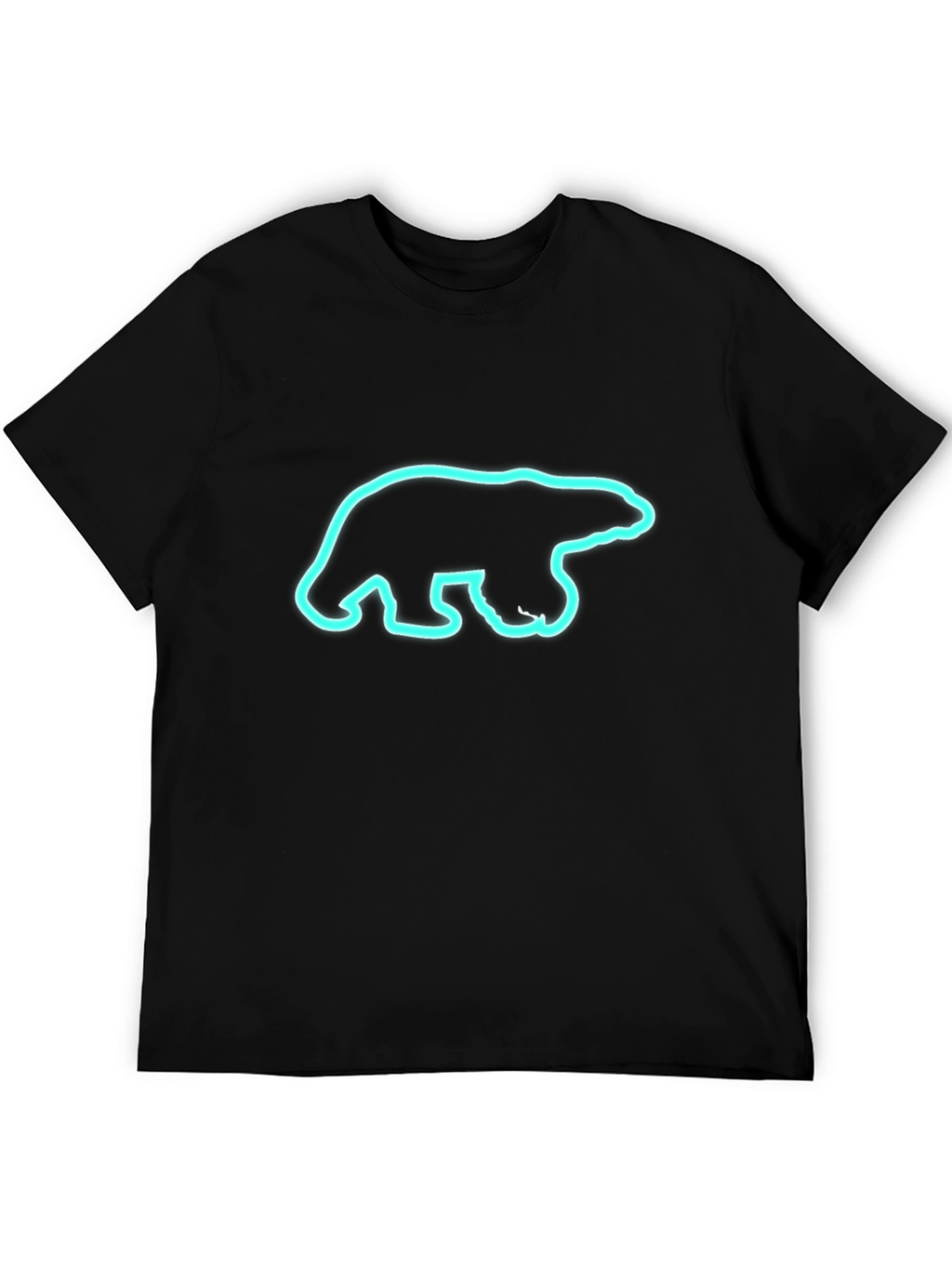 Black T-Shirt with Neon Polar Bear Graphic