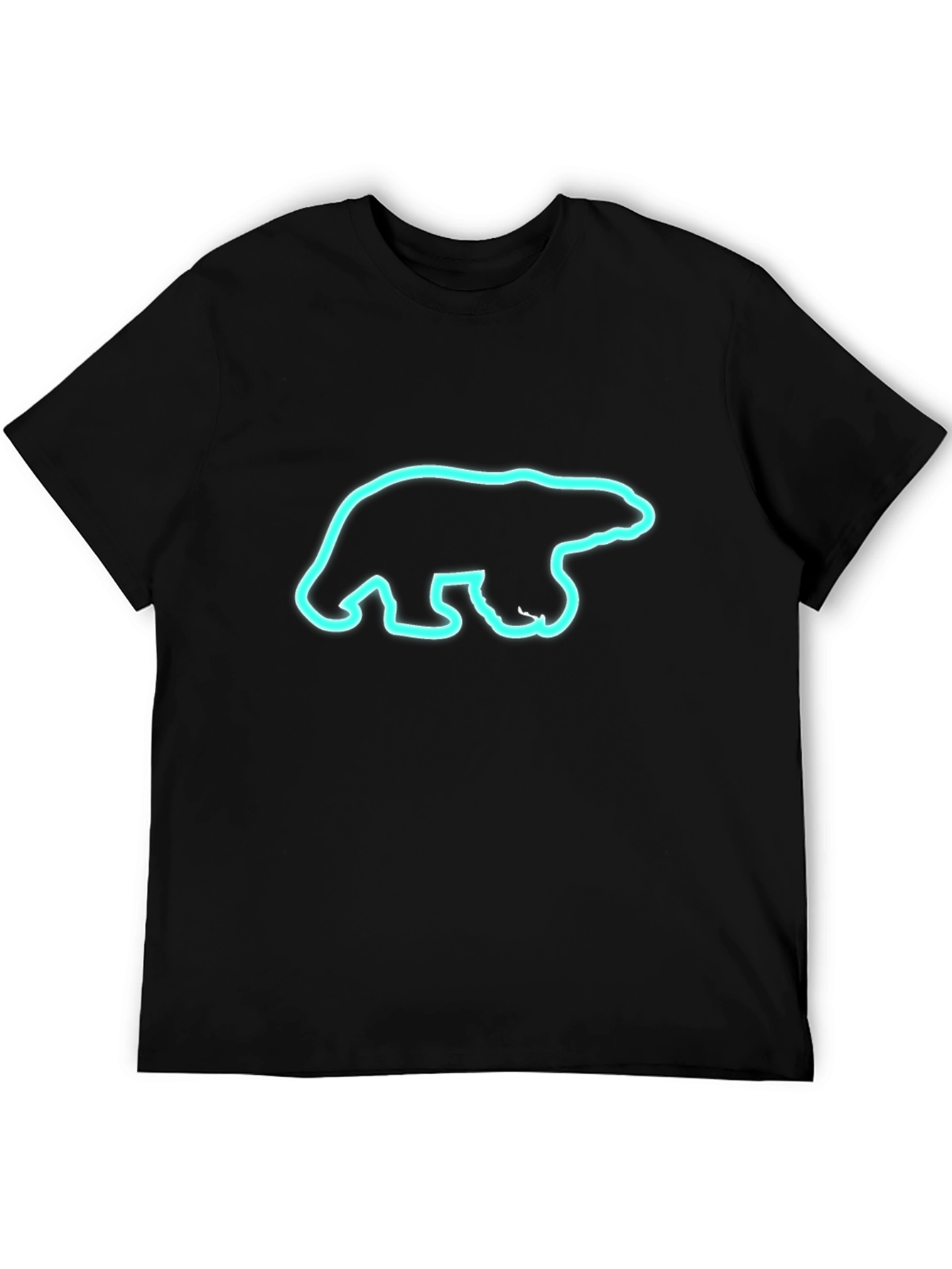 Black T-Shirt with Neon Polar Bear Graphic
