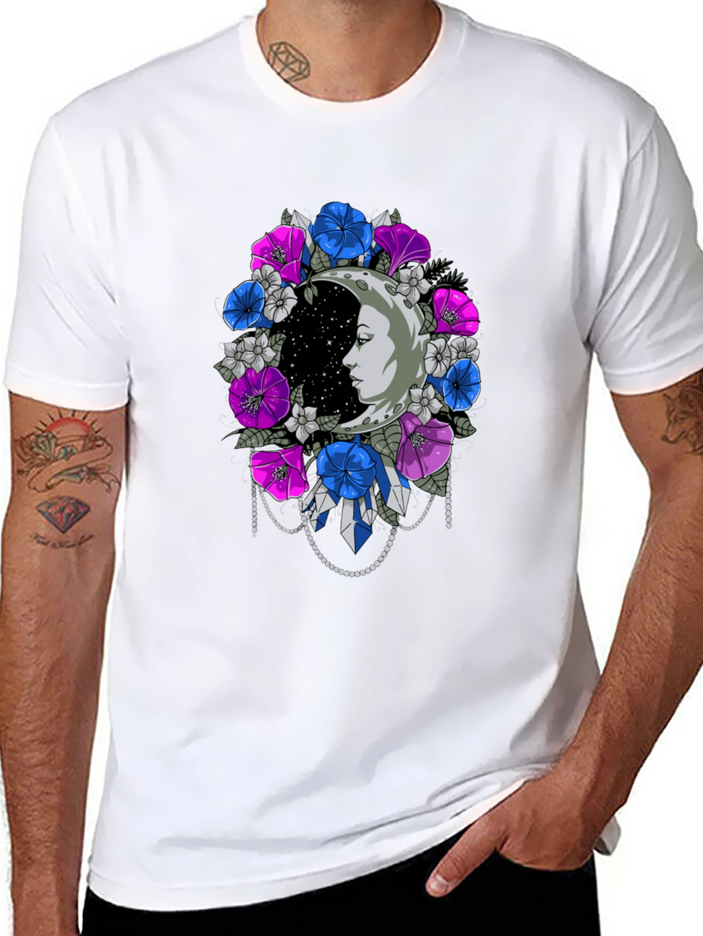 Floral Moon Face Graphic Tee
