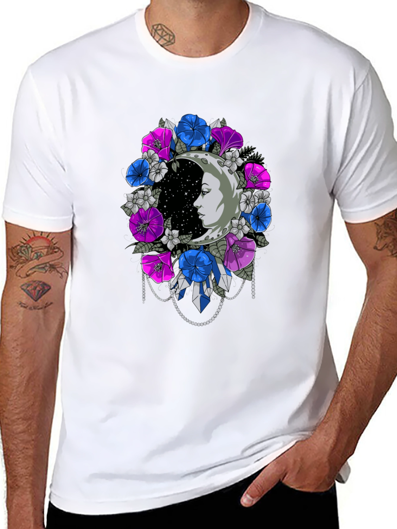 Floral Moon Face Graphic Tee