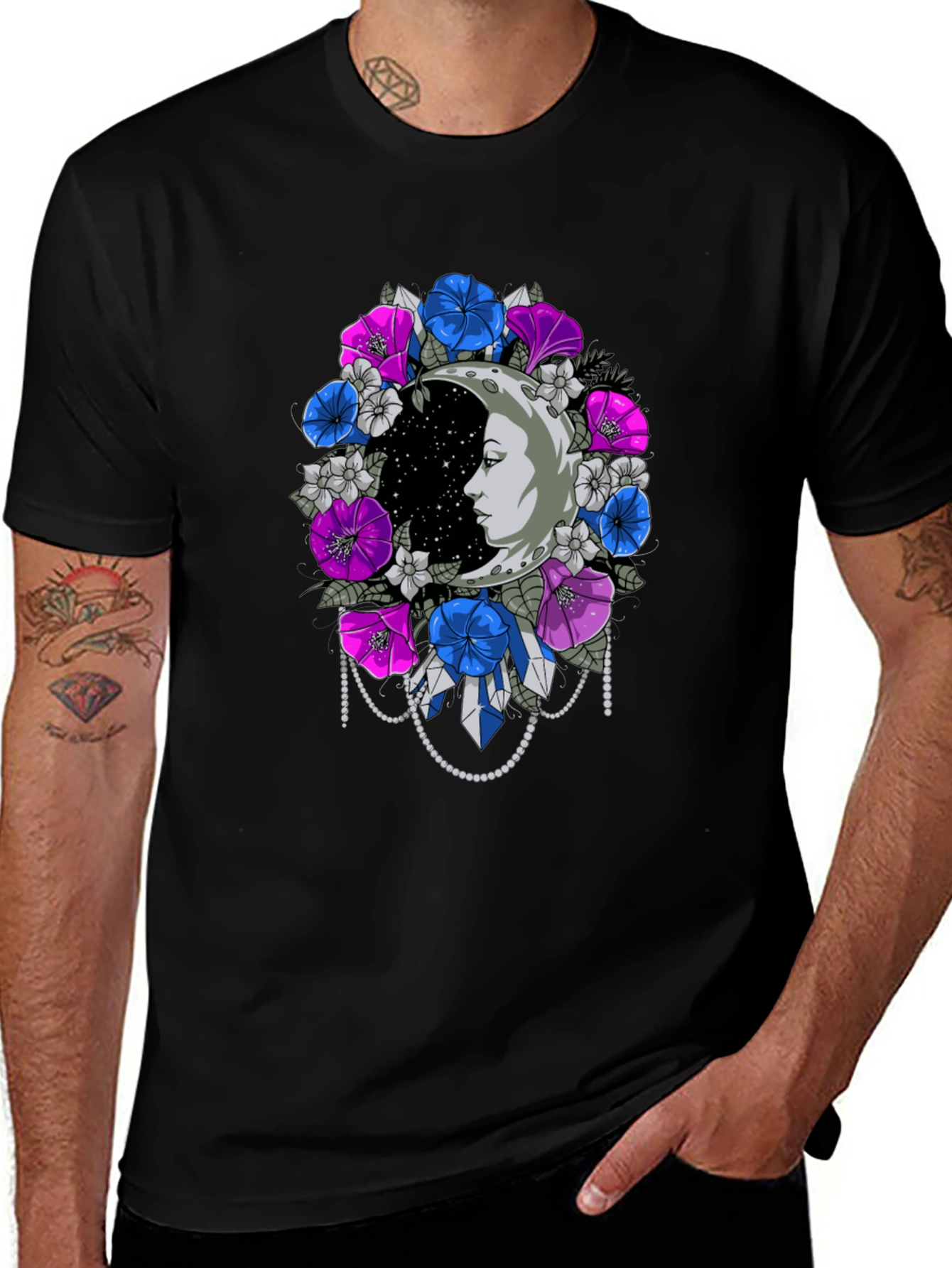 Floral Moon Face Graphic Tee