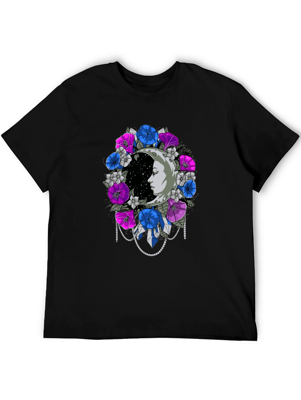 Floral Moon Face Graphic Tee