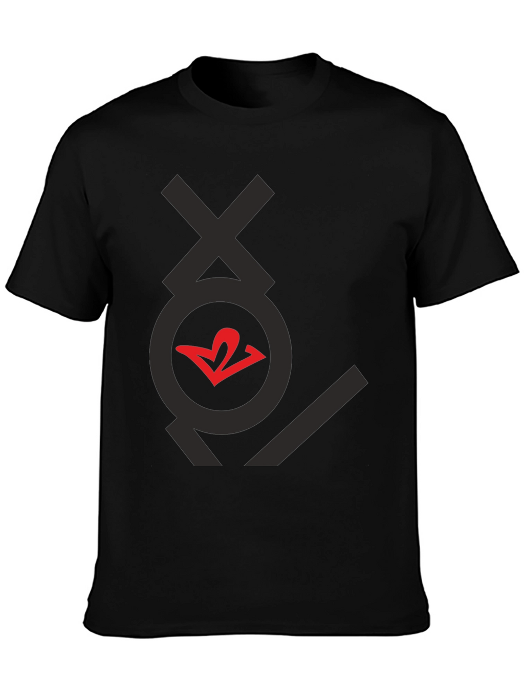 Graphic T-Shirt - Black with Red Heart