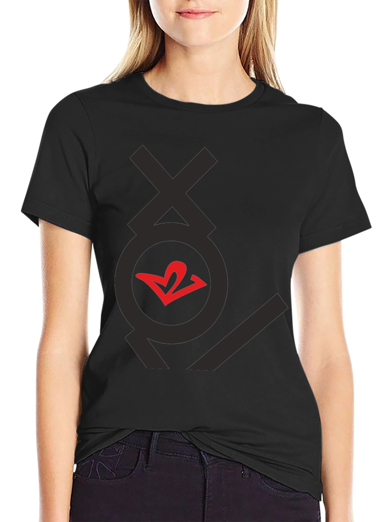 Graphic T-Shirt - Black with Red Heart
