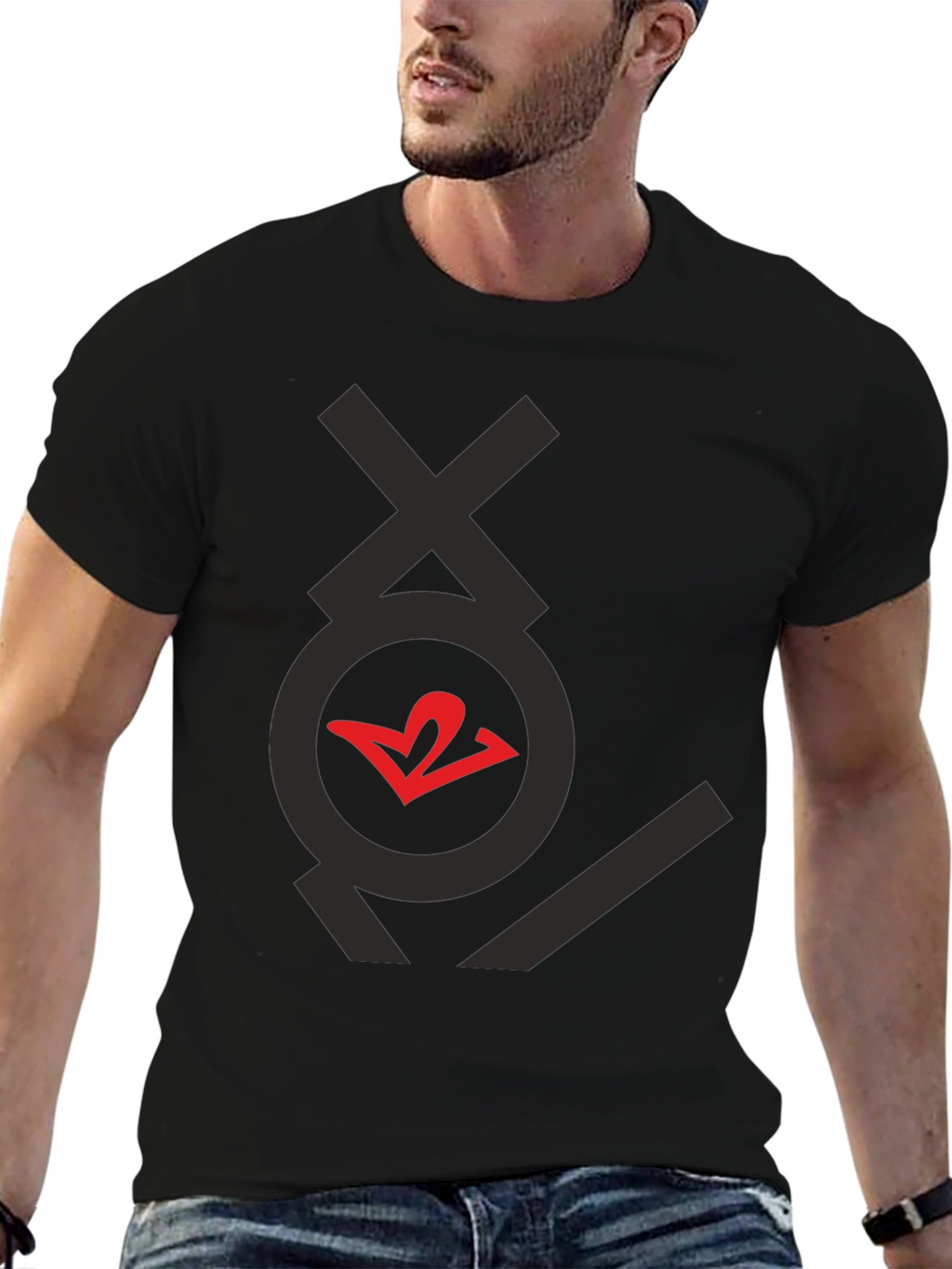 Graphic T-Shirt - Black with Red Heart