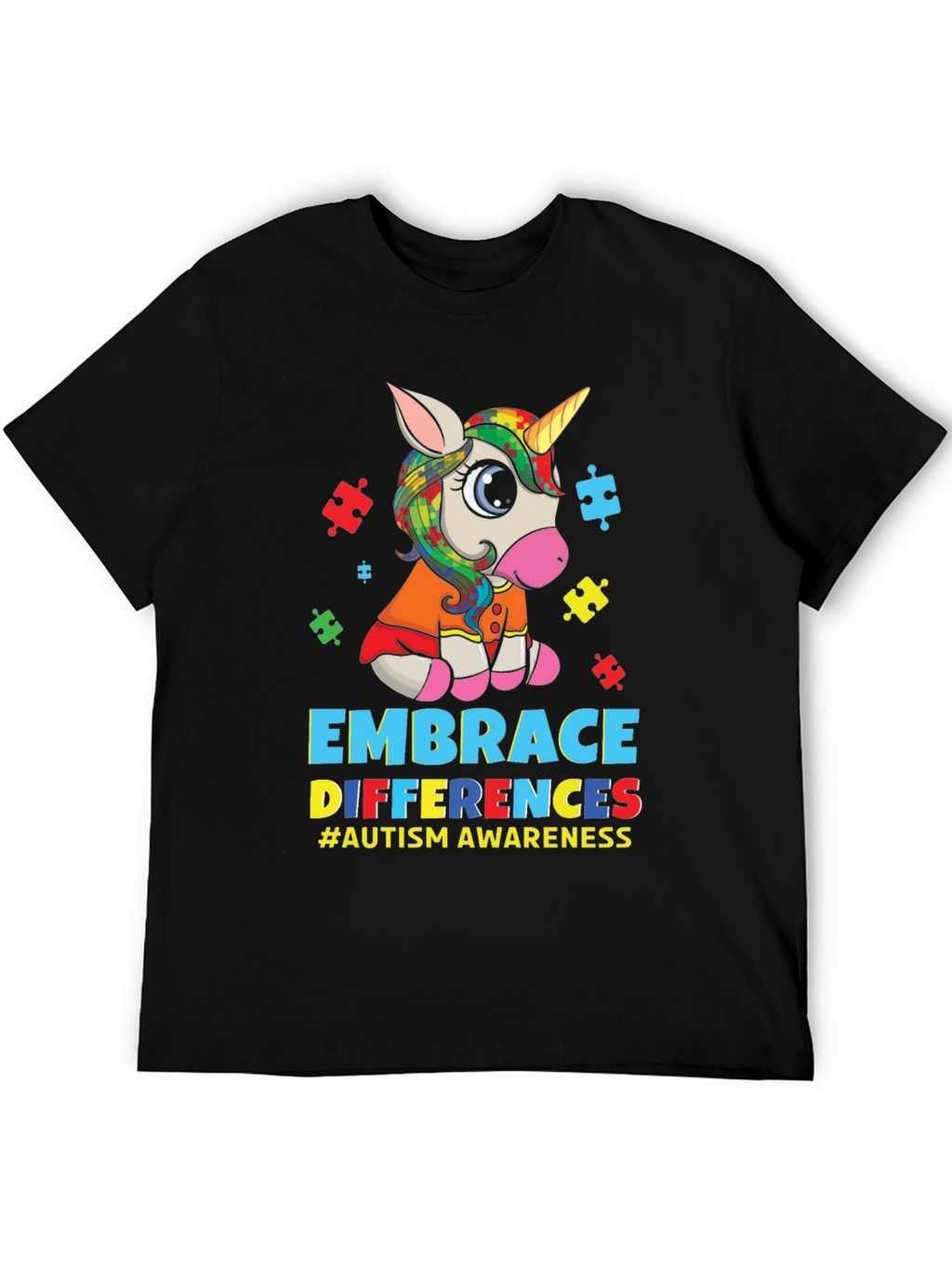 Embrace Differences Autism Awareness Unicorn T-Shirt