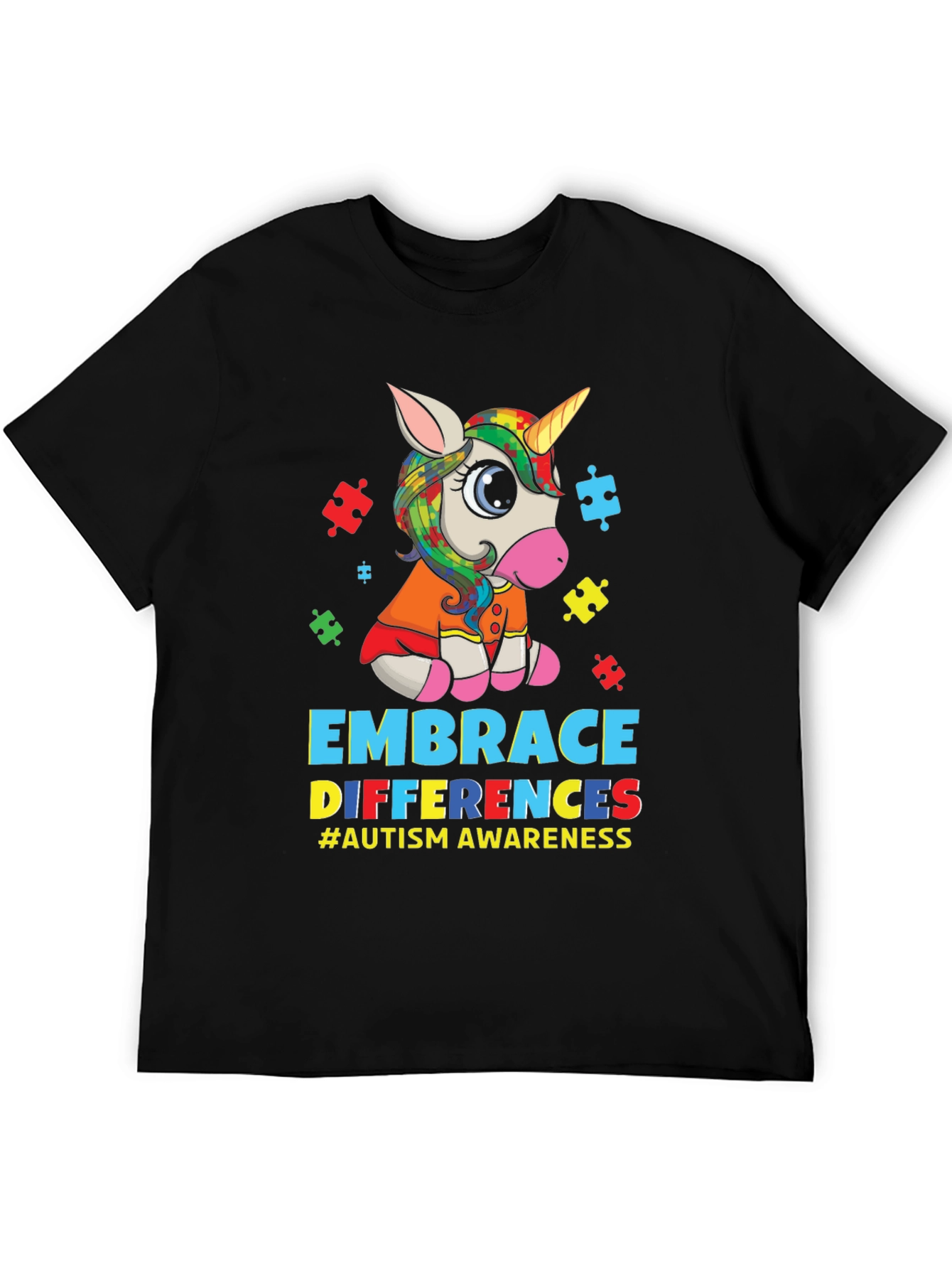 Embrace Differences Autism Awareness Unicorn T-Shirt