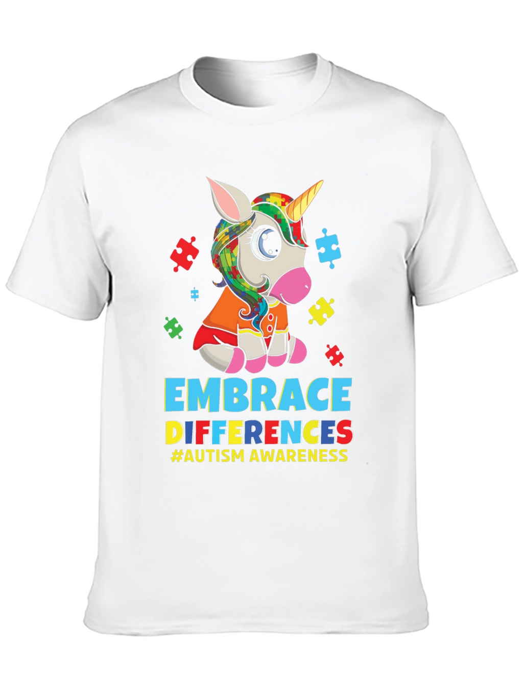 Embrace Differences Autism Awareness Unicorn T-Shirt