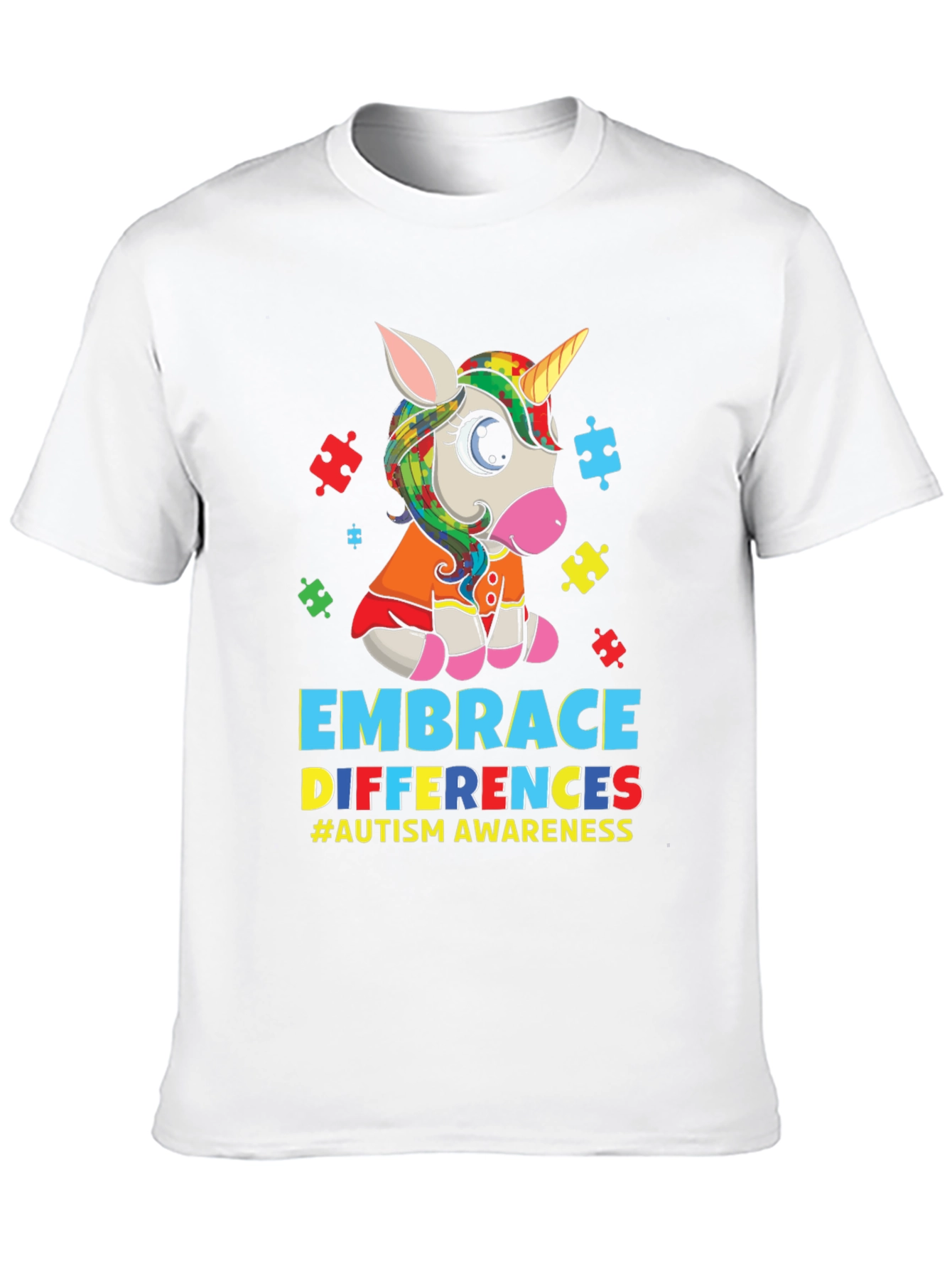 Embrace Differences Autism Awareness Unicorn T-Shirt