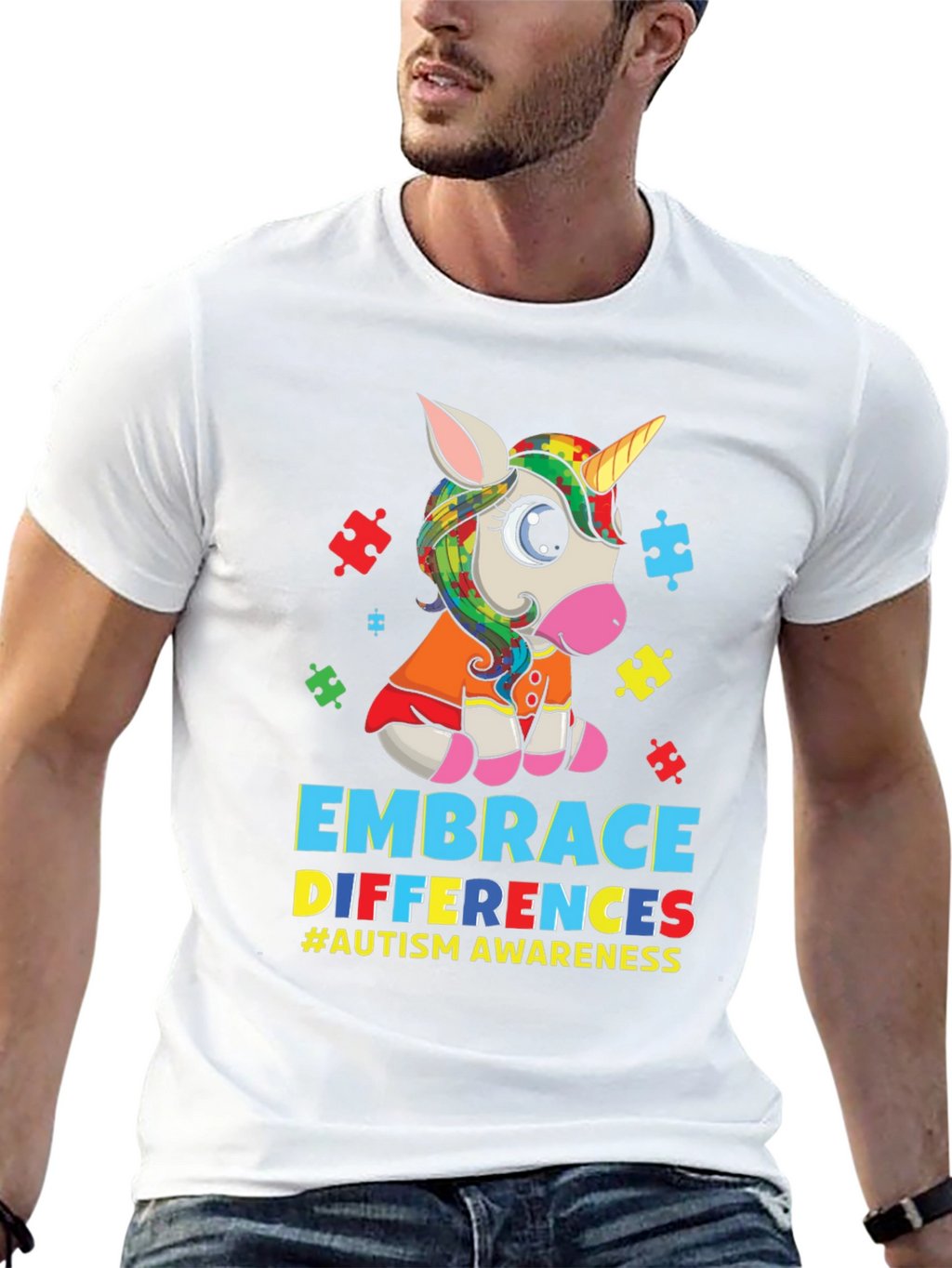 Embrace Differences Autism Awareness Unicorn T-Shirt