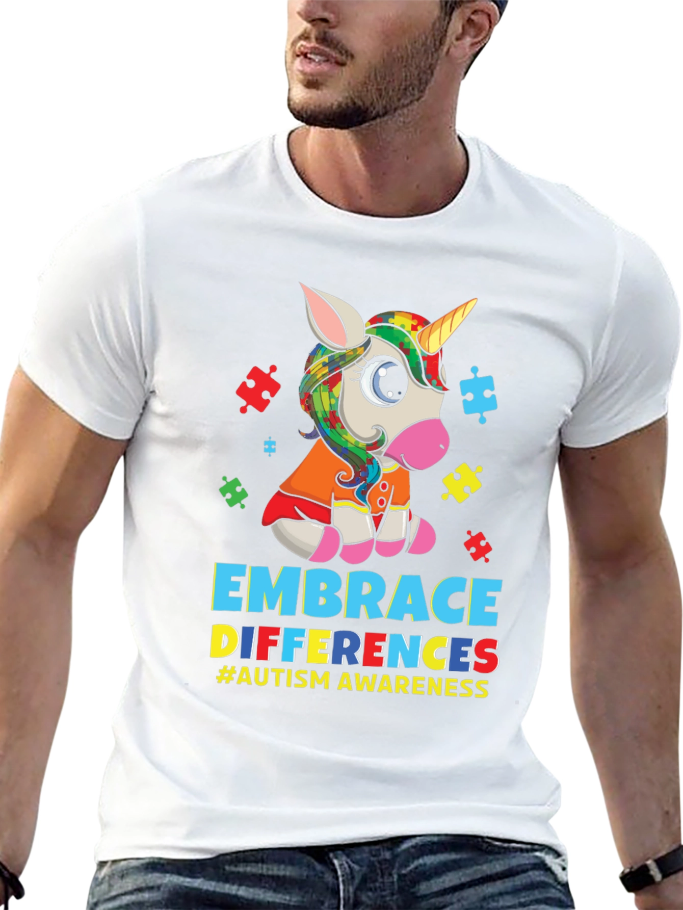 Embrace Differences Autism Awareness Unicorn T-Shirt
