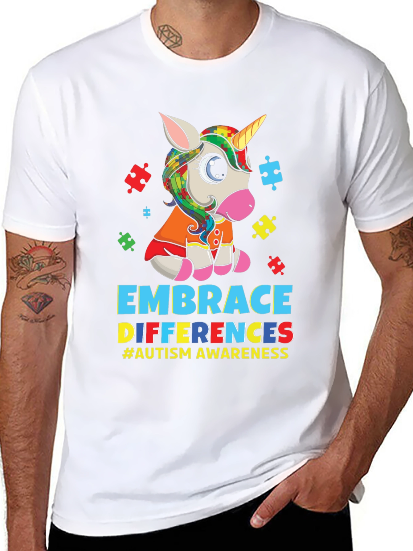 Embrace Differences Autism Awareness Unicorn T-Shirt