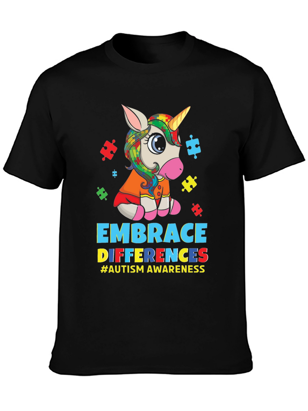 Embrace Differences Autism Awareness Unicorn T-Shirt