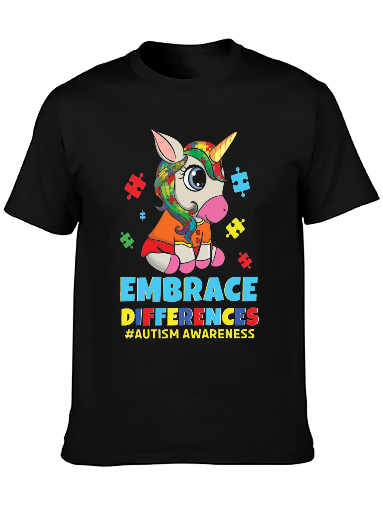 Embrace Differences Autism Awareness Unicorn T-Shirt
