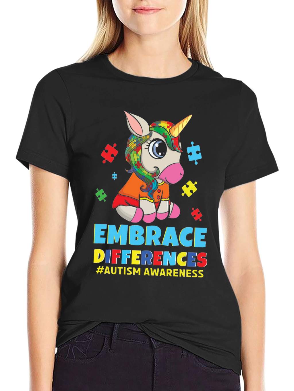 Embrace Differences Autism Awareness Unicorn T-Shirt