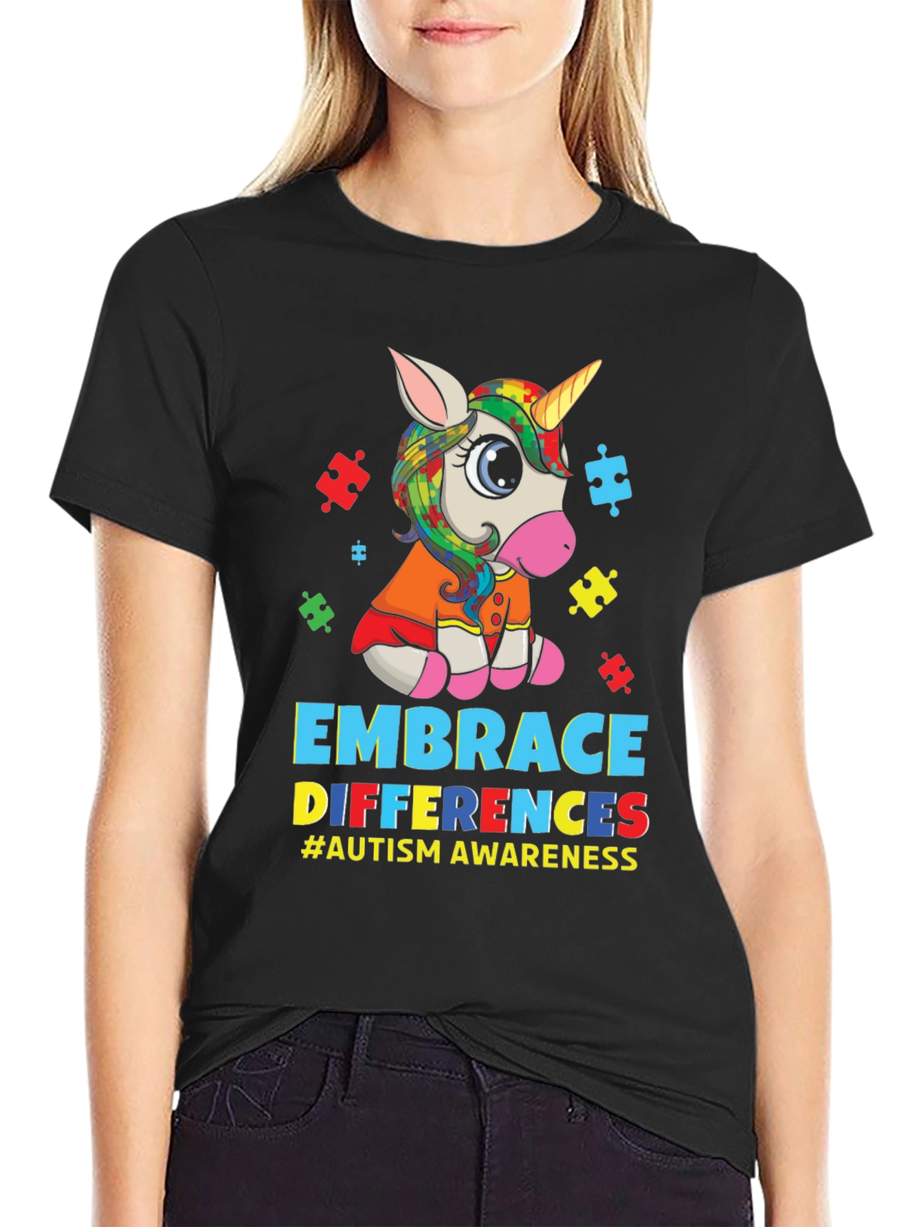 Embrace Differences Autism Awareness Unicorn T-Shirt