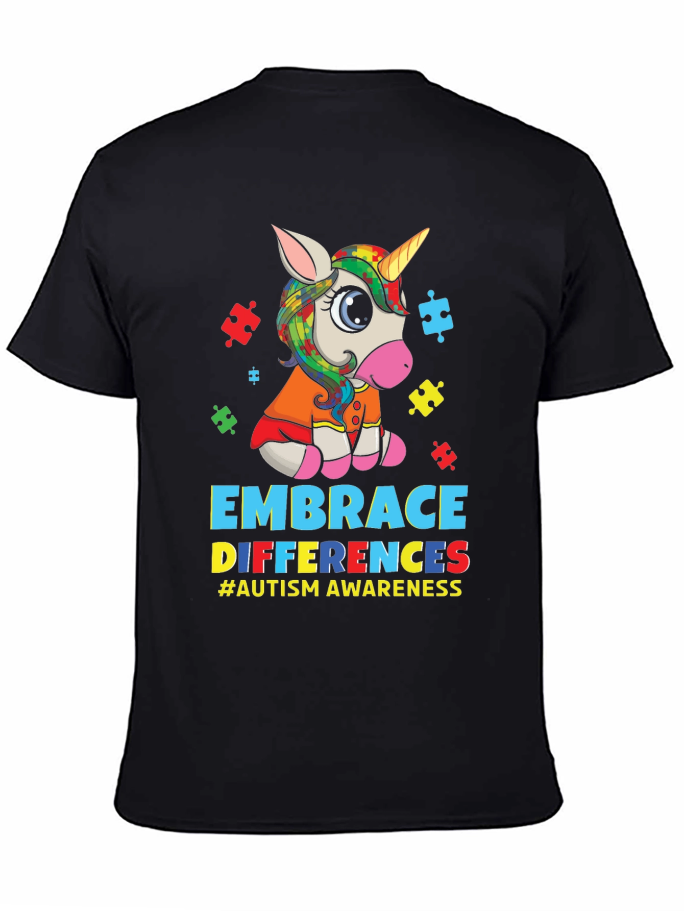 Embrace Differences Autism Awareness Unicorn T-Shirt