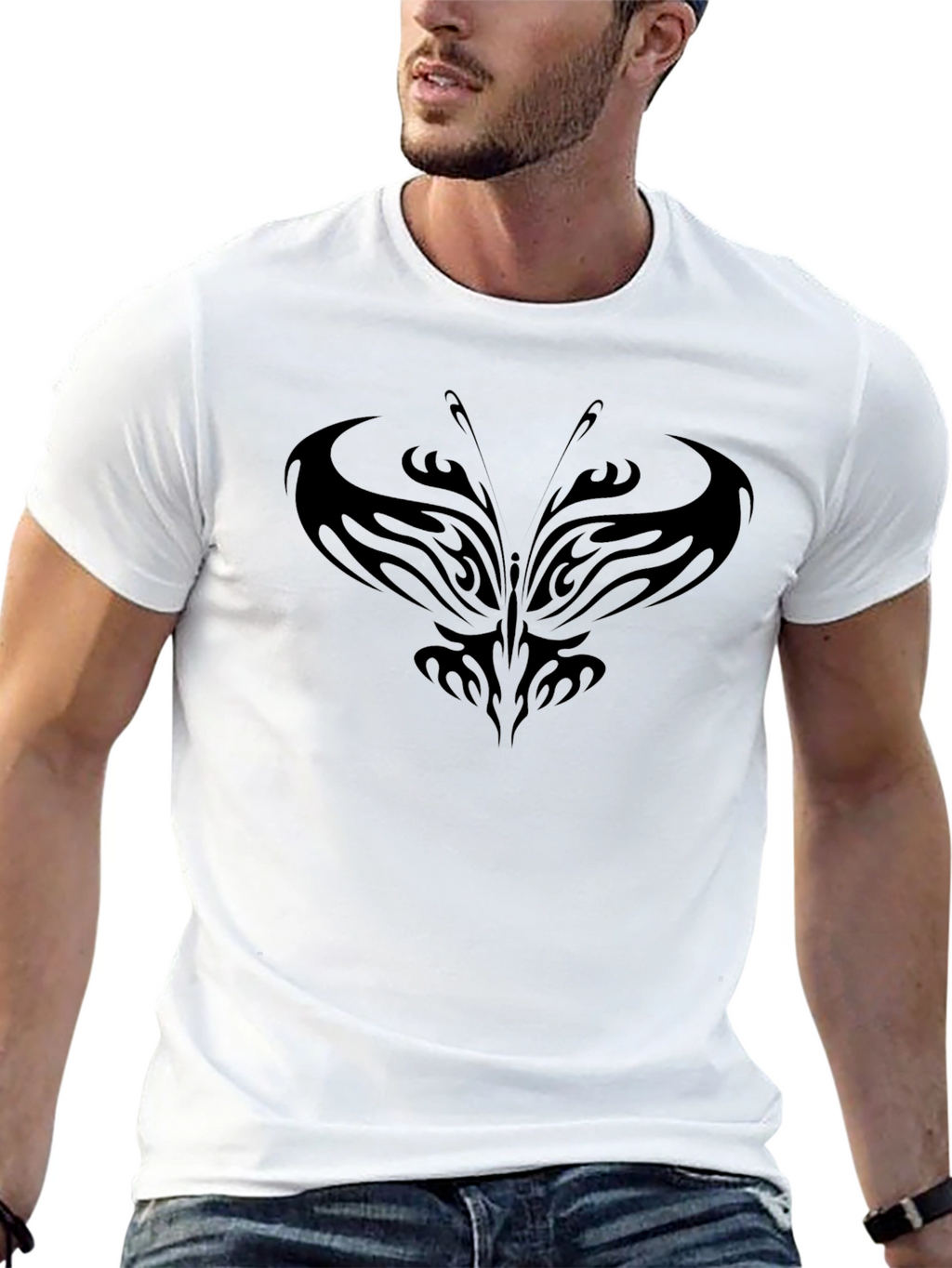 Tribal Butterfly Black T-Shirt