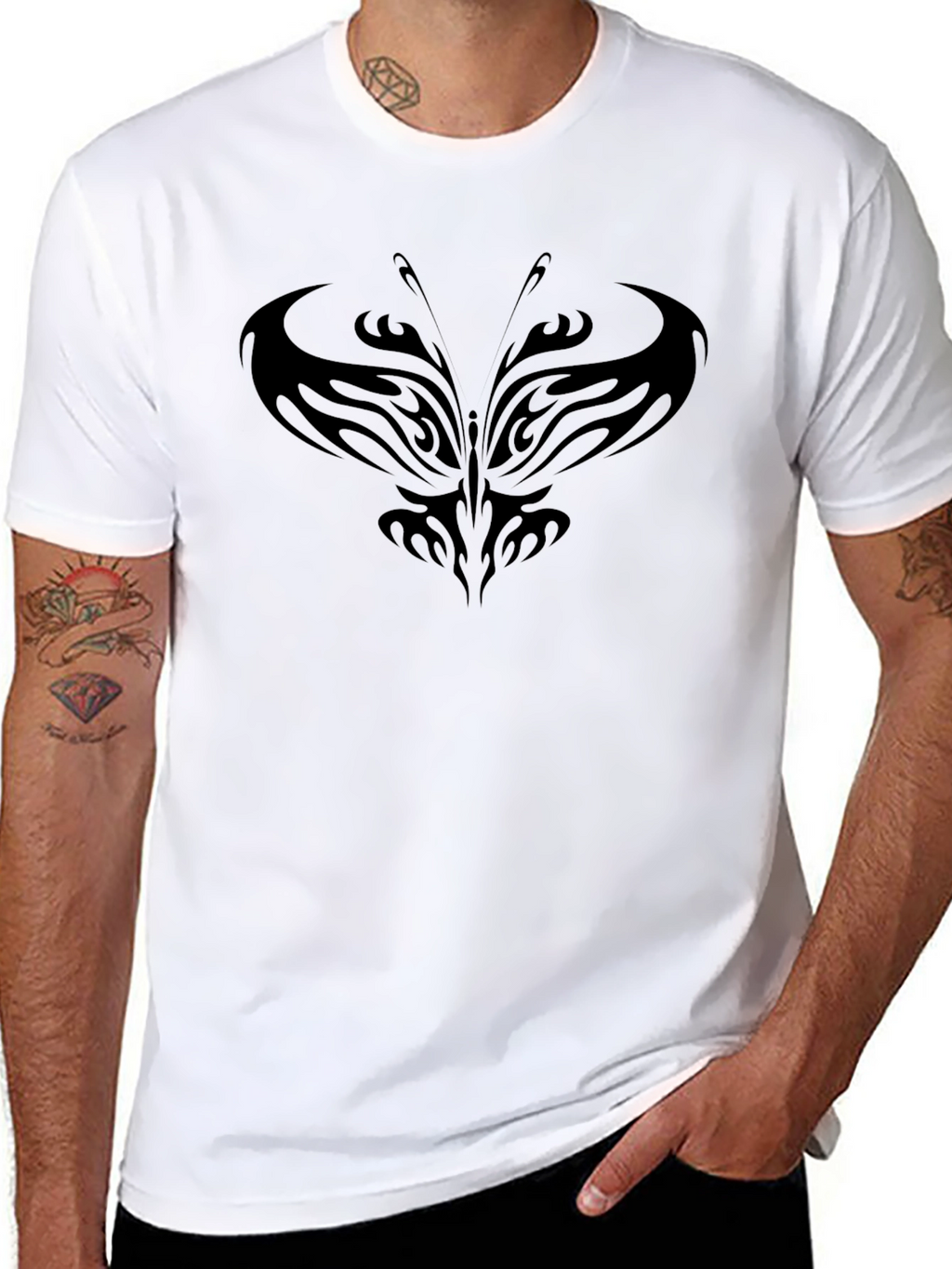 Tribal Butterfly Black T-Shirt