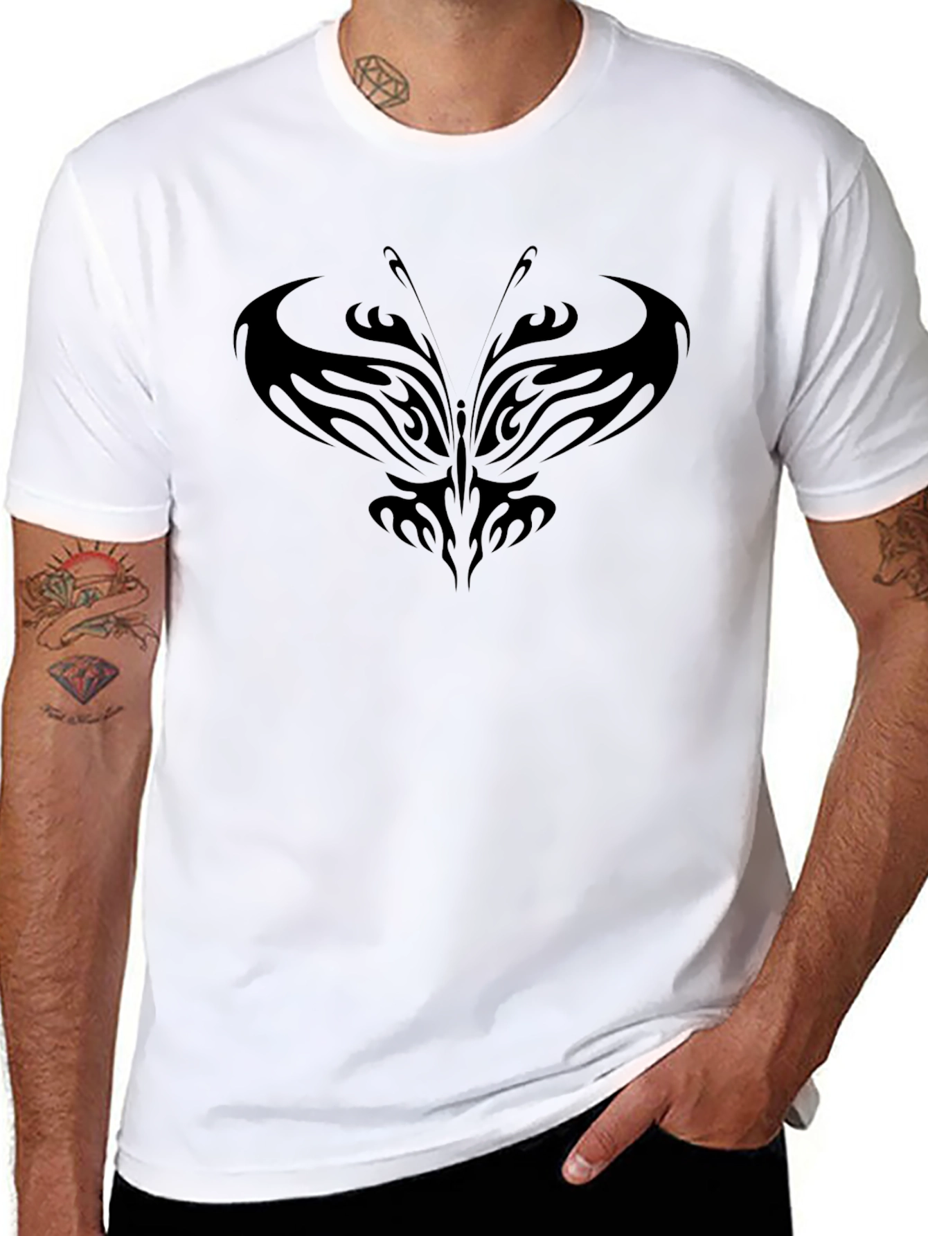 Tribal Butterfly Black T-Shirt
