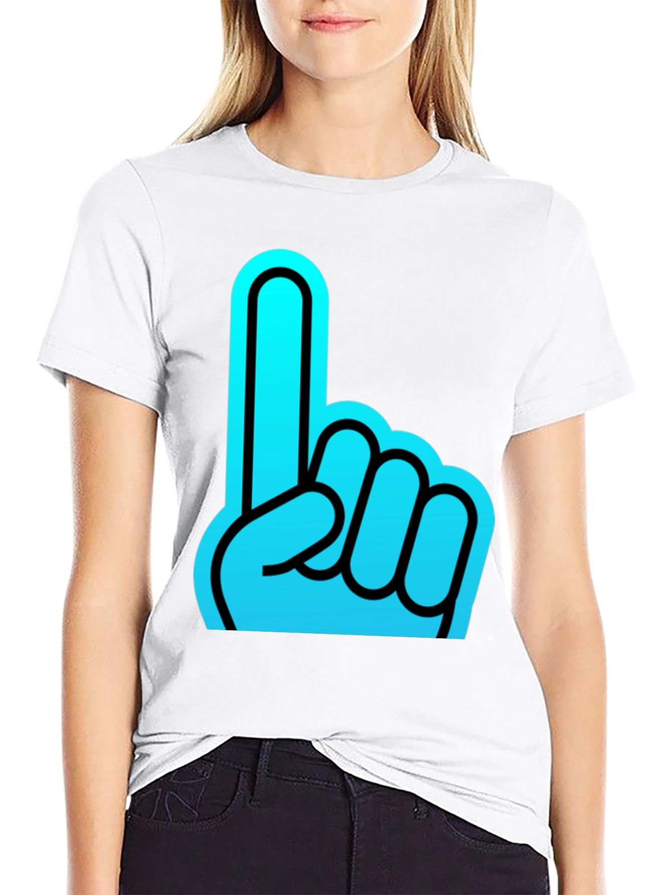 Foam Finger Graphic Black T-Shirt