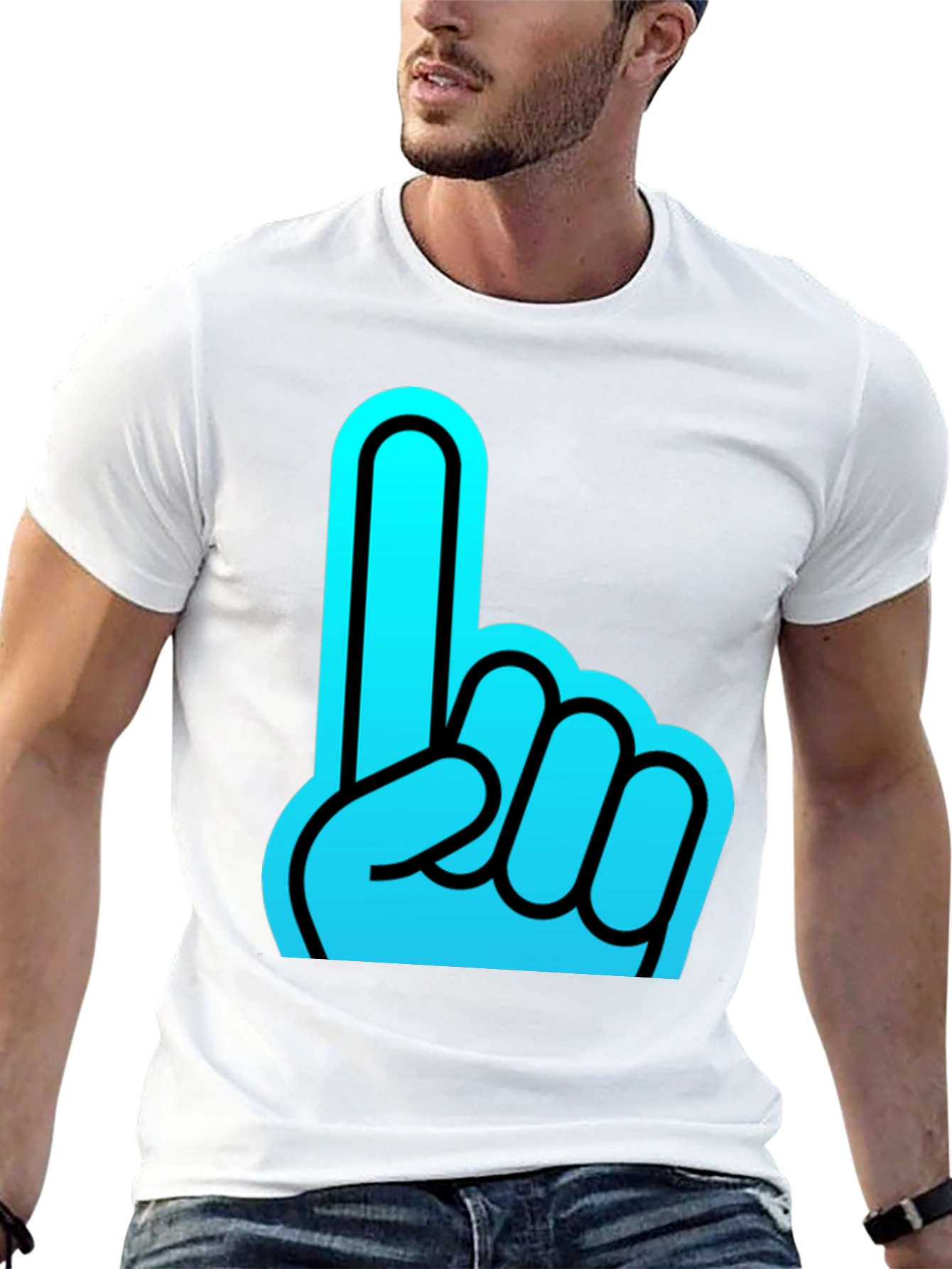 Foam Finger Graphic Black T-Shirt