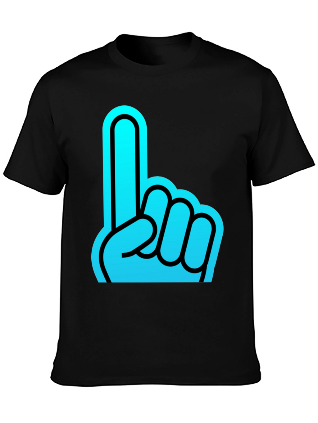 Foam Finger Graphic Black T-Shirt