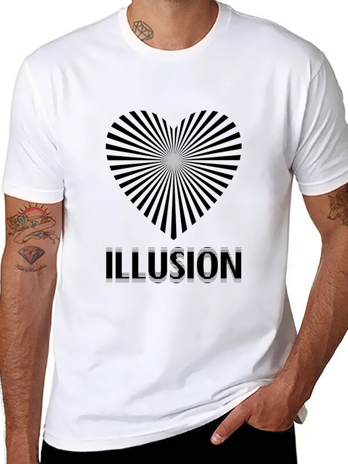 Optical Illusion Heart Black T-Shirt