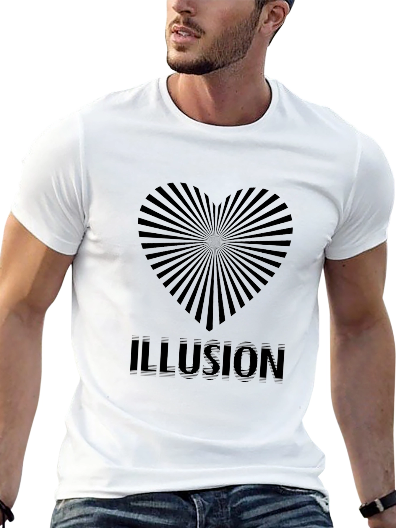 Optical Illusion Heart Black T-Shirt