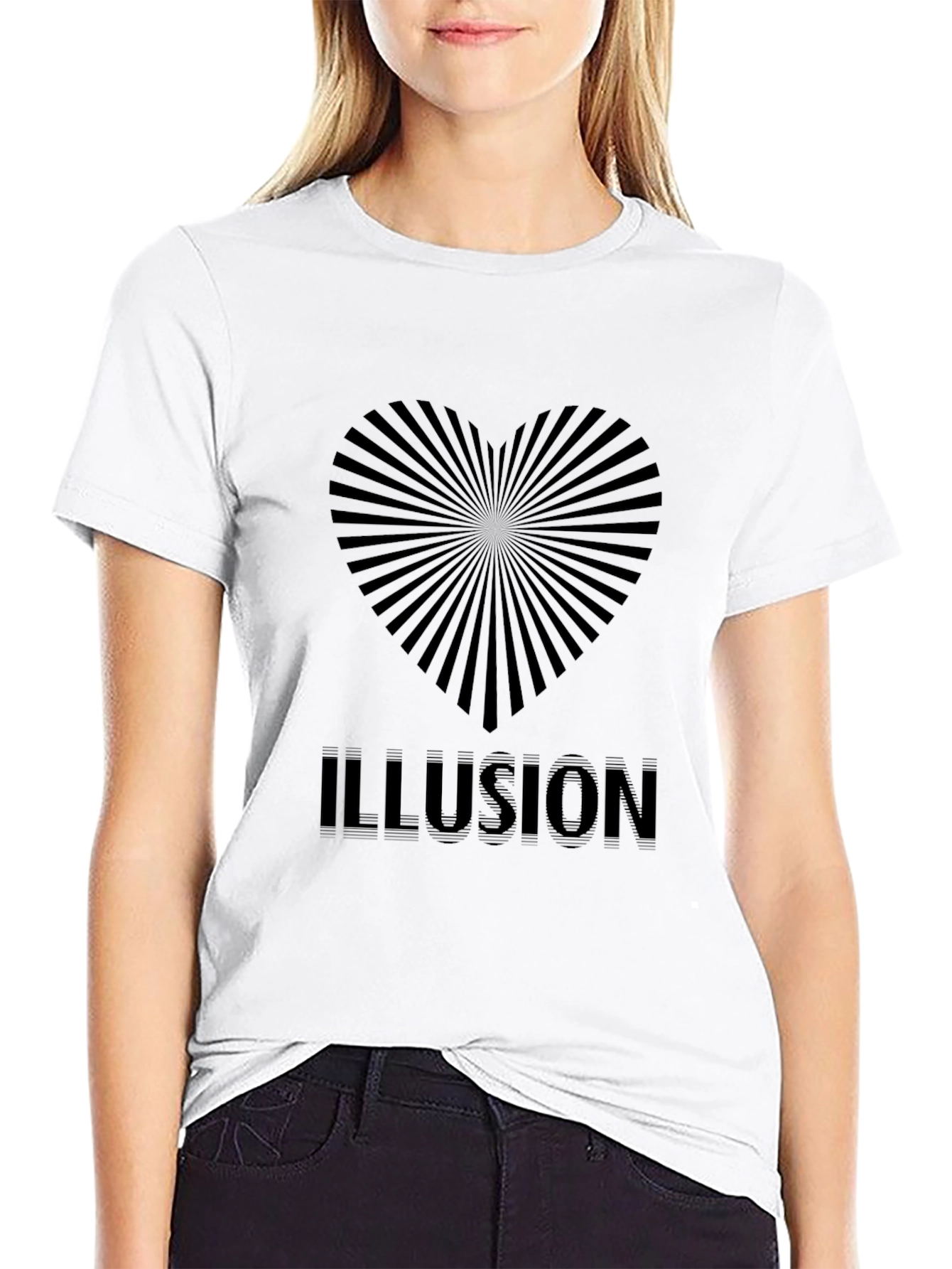 Optical Illusion Heart Black T-Shirt