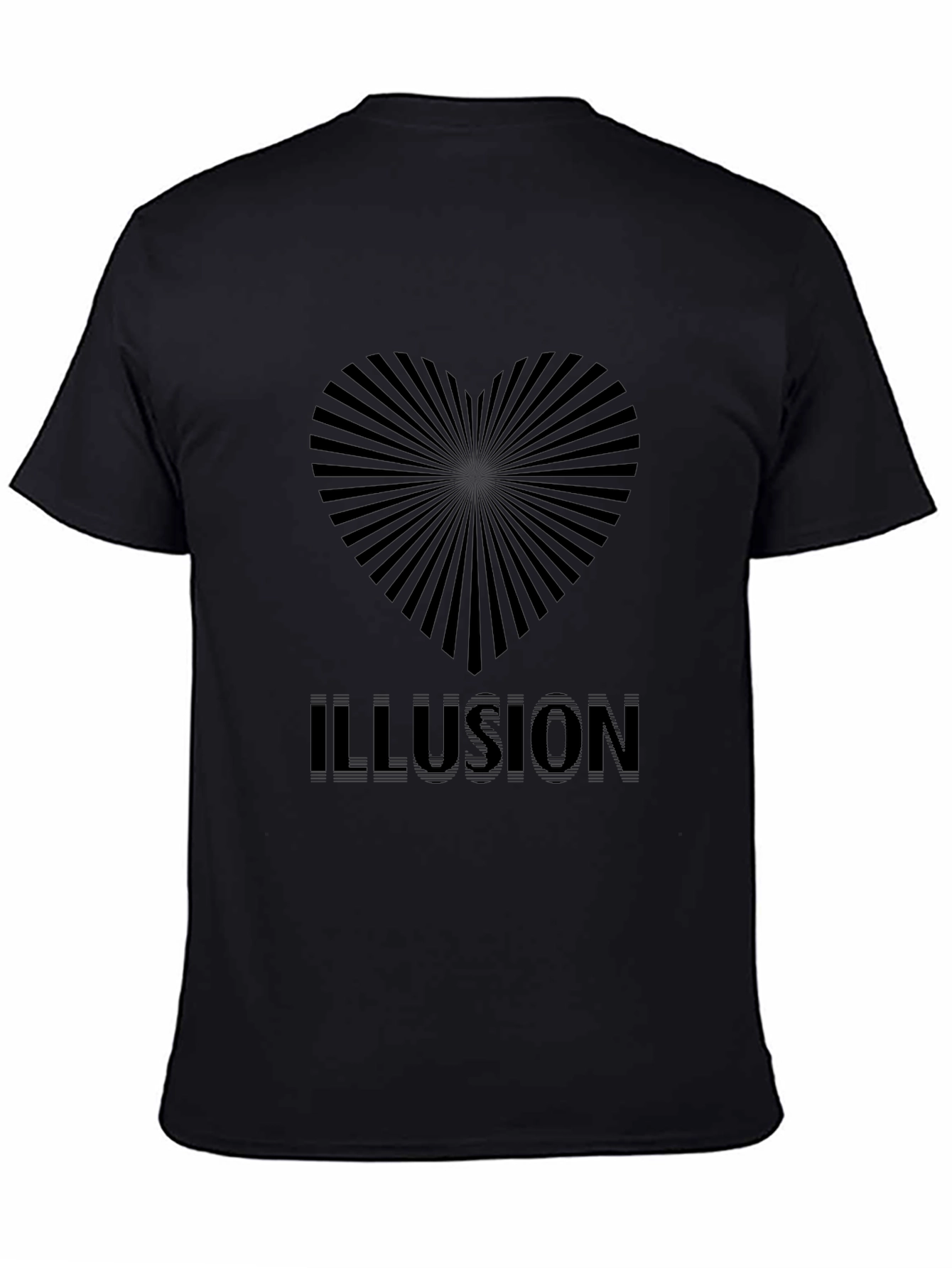 Optical Illusion Heart Black T-Shirt