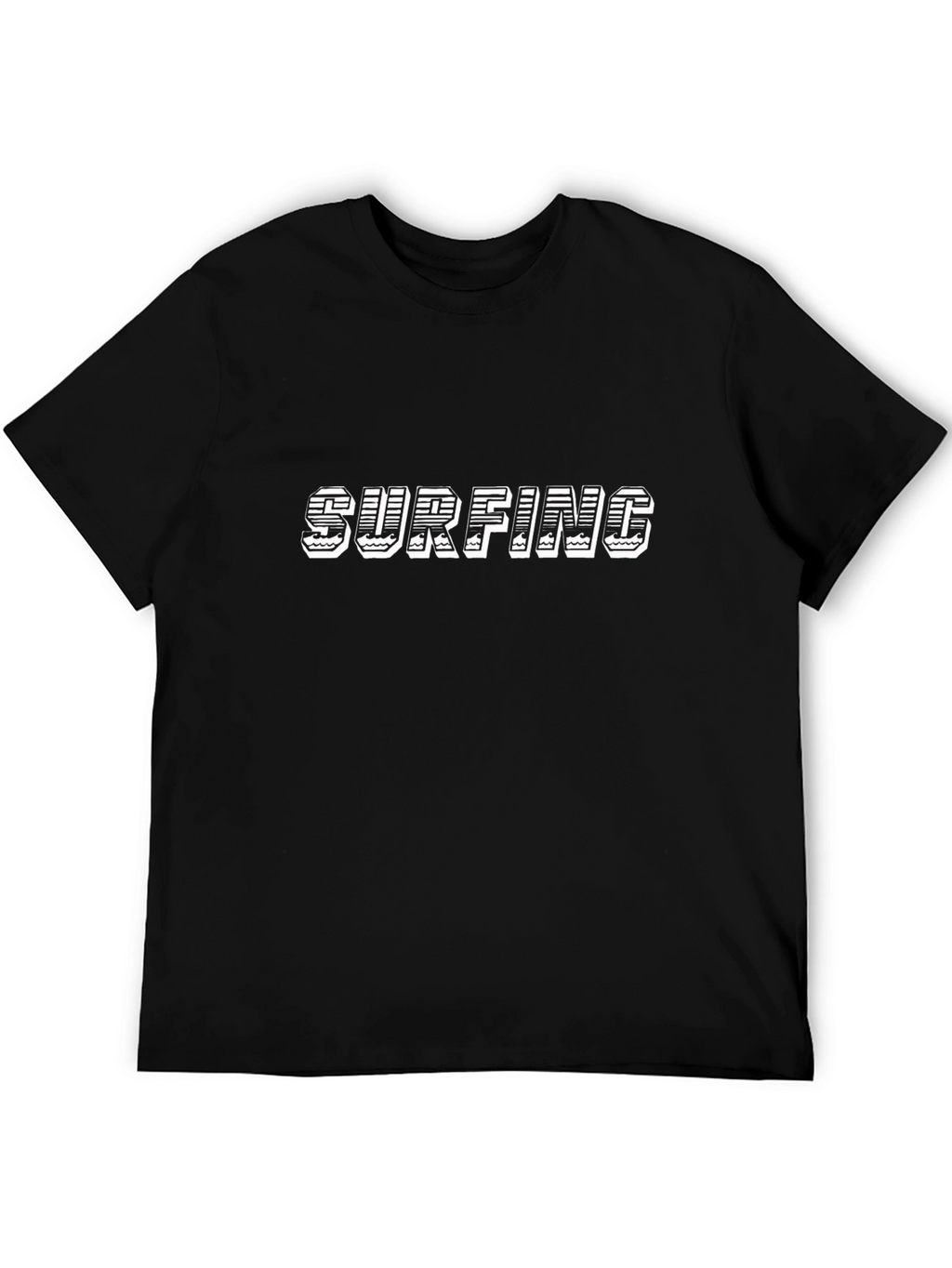 Surfing Graphic Tee - Black Cotton T-Shirt