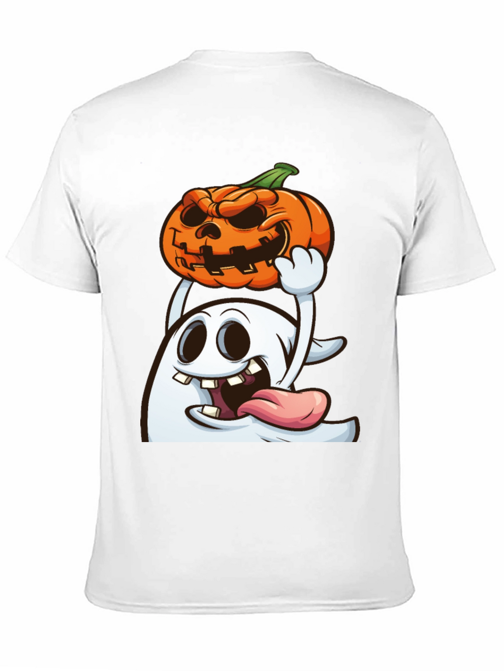 Spooky Ghost & Pumpkin Graphic Tee - Halloween Shirt