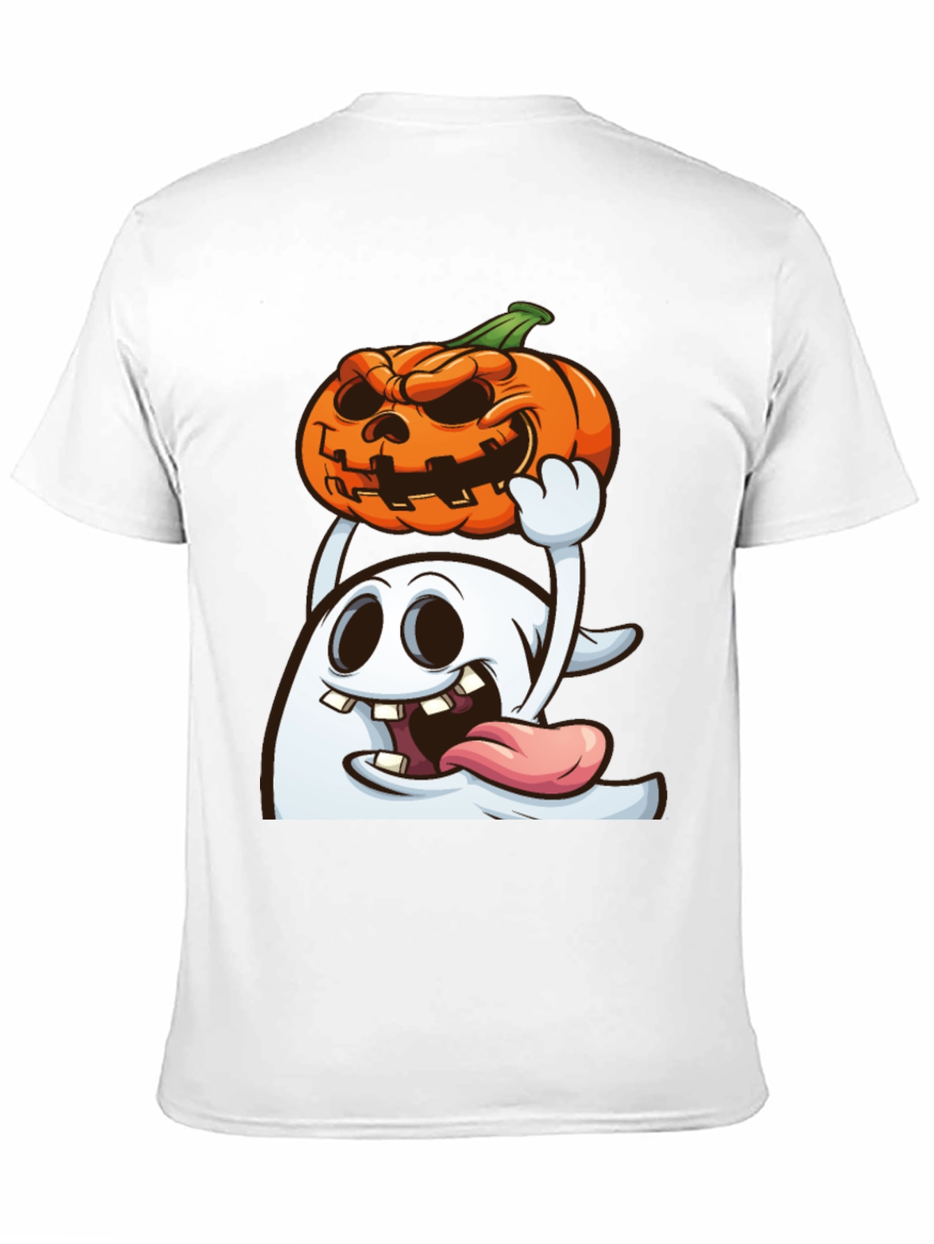 Spooky Ghost & Pumpkin Graphic Tee - Halloween Shirt