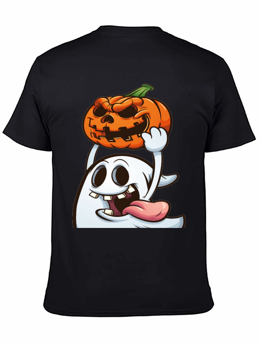 Spooky Ghost & Pumpkin Graphic Tee - Halloween Shirt