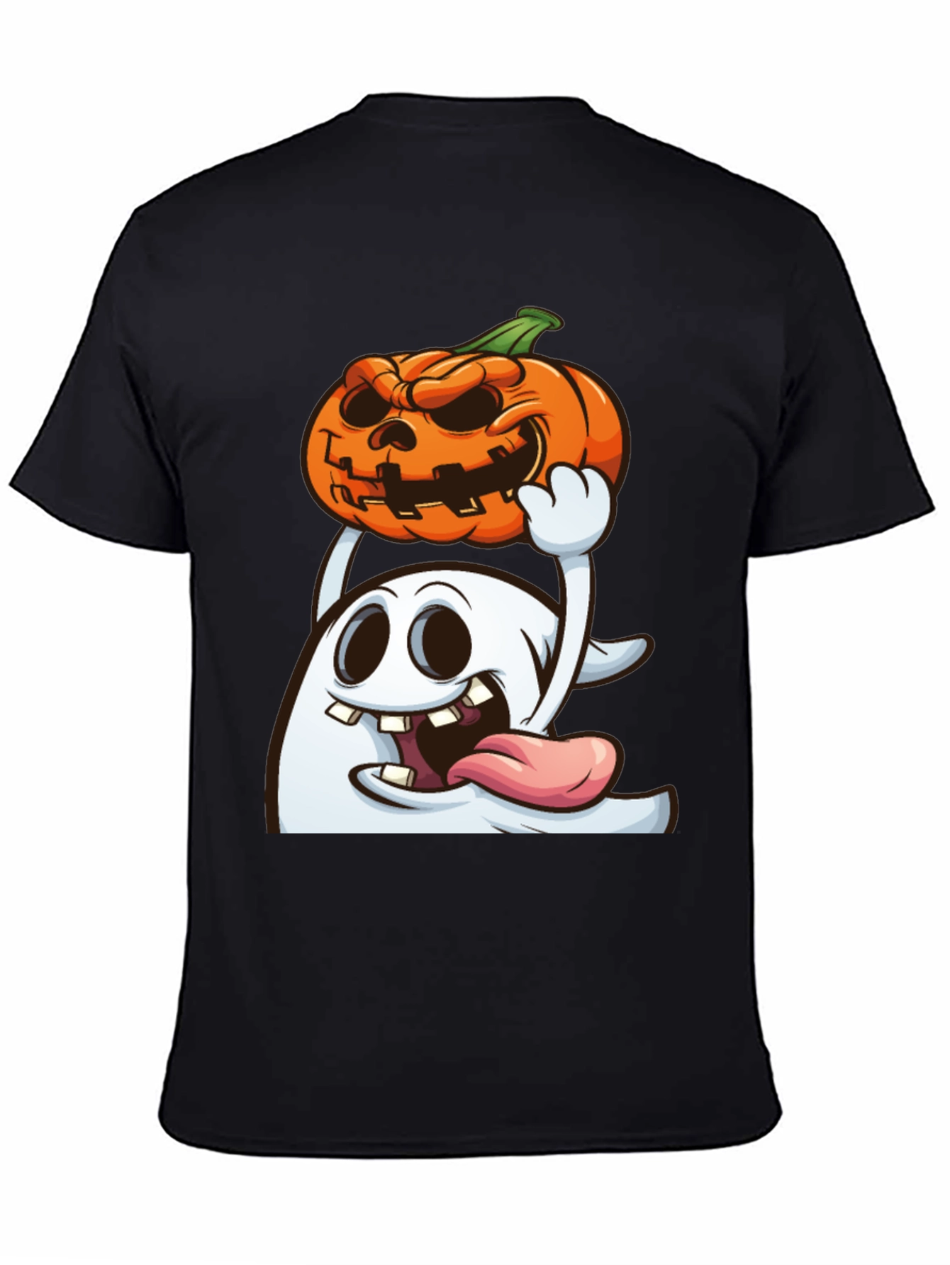 Spooky Ghost & Pumpkin Graphic Tee - Halloween Shirt