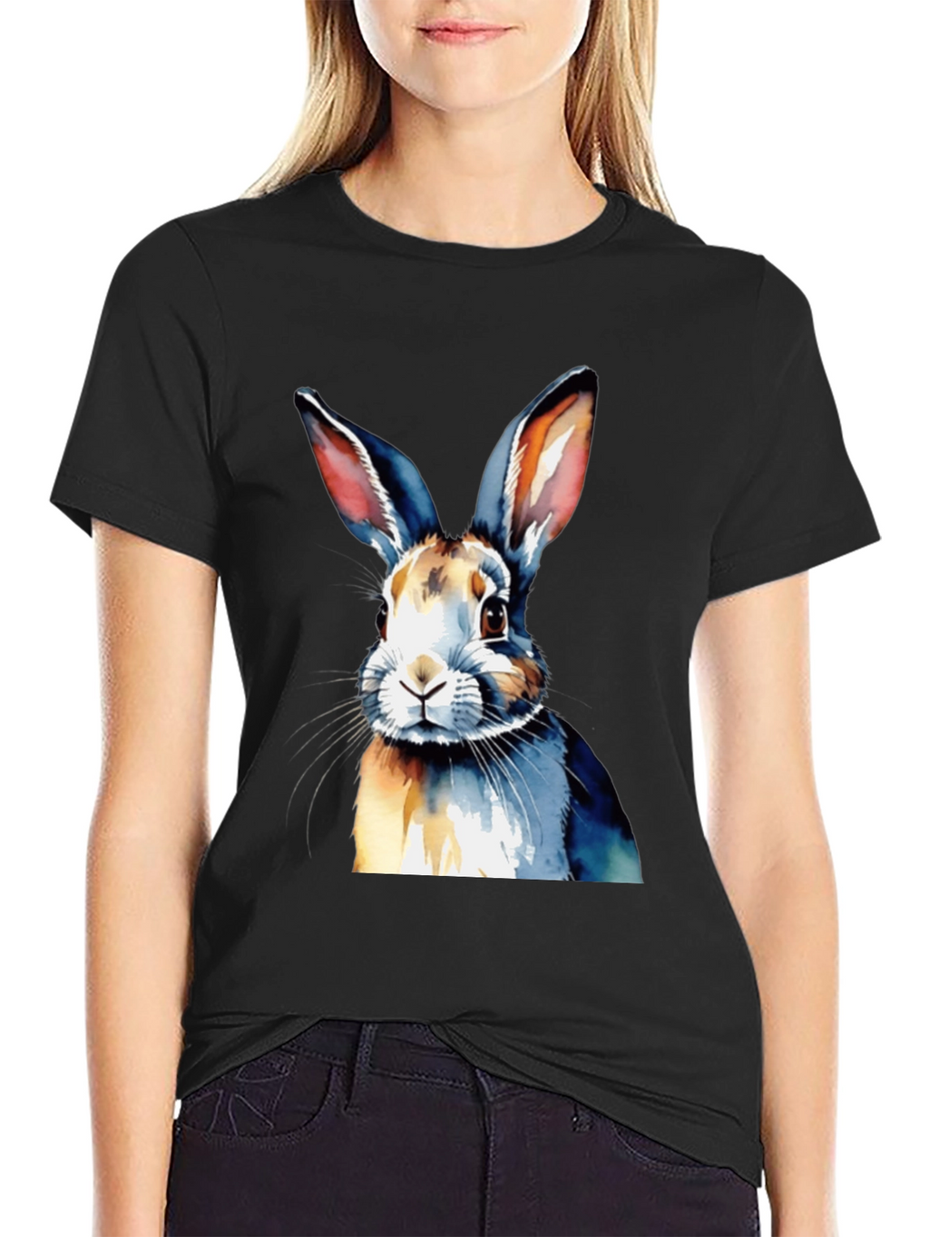 Watercolor Rabbit Graphic T-Shirt