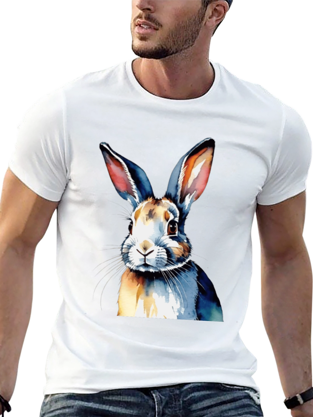 Watercolor Rabbit Graphic T-Shirt