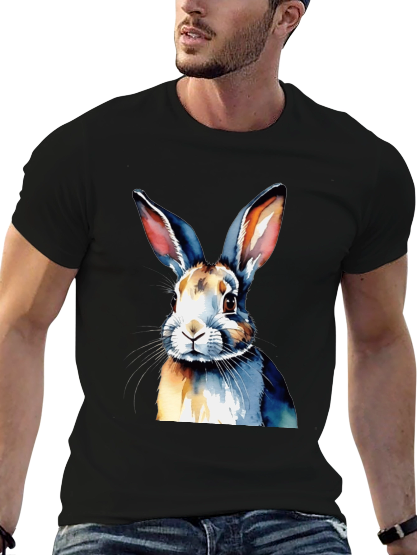 Watercolor Rabbit Graphic T-Shirt