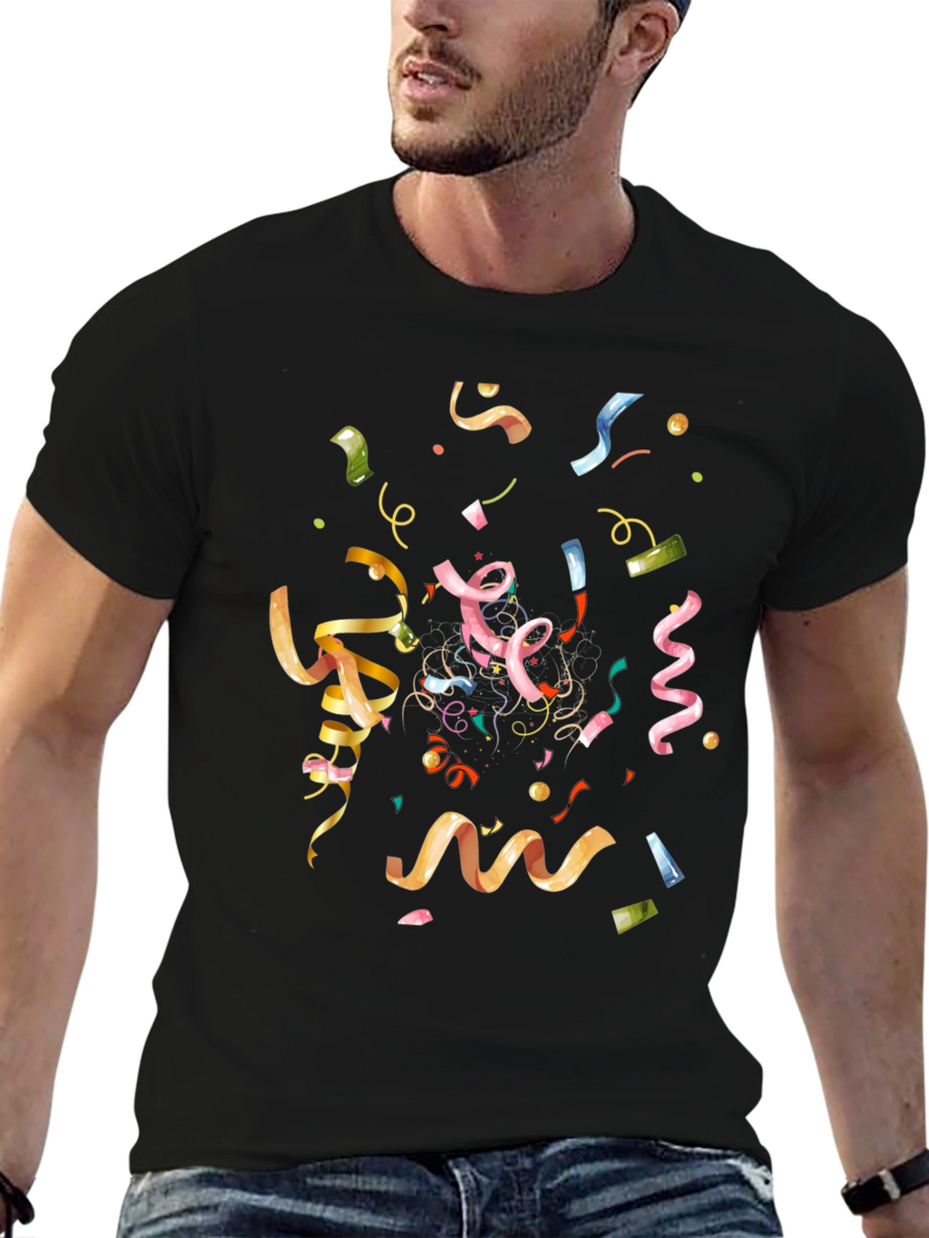 Confetti Celebration Black T-Shirt